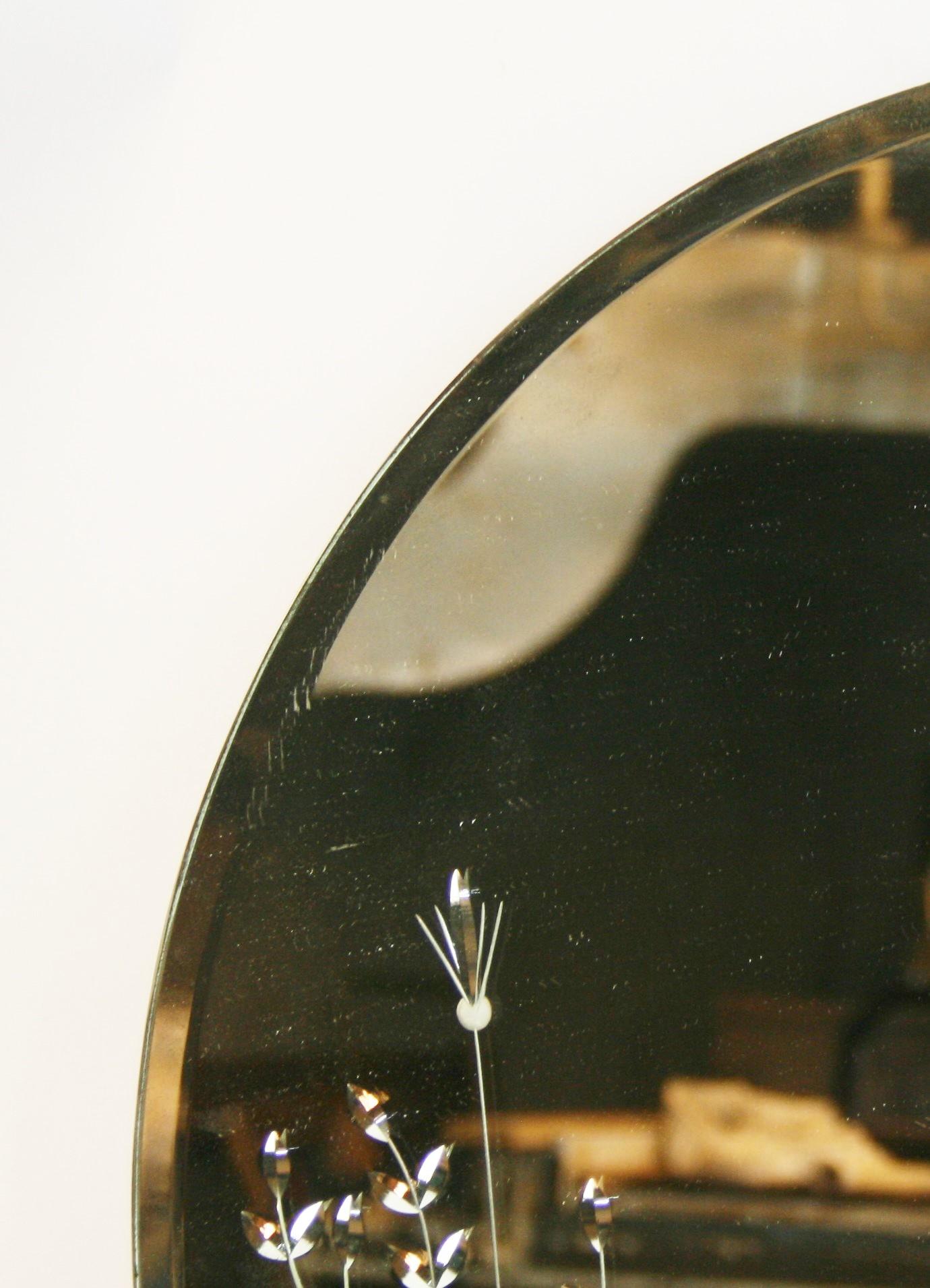 Antique Mirror rotondo in vetro acidato in vendita 3