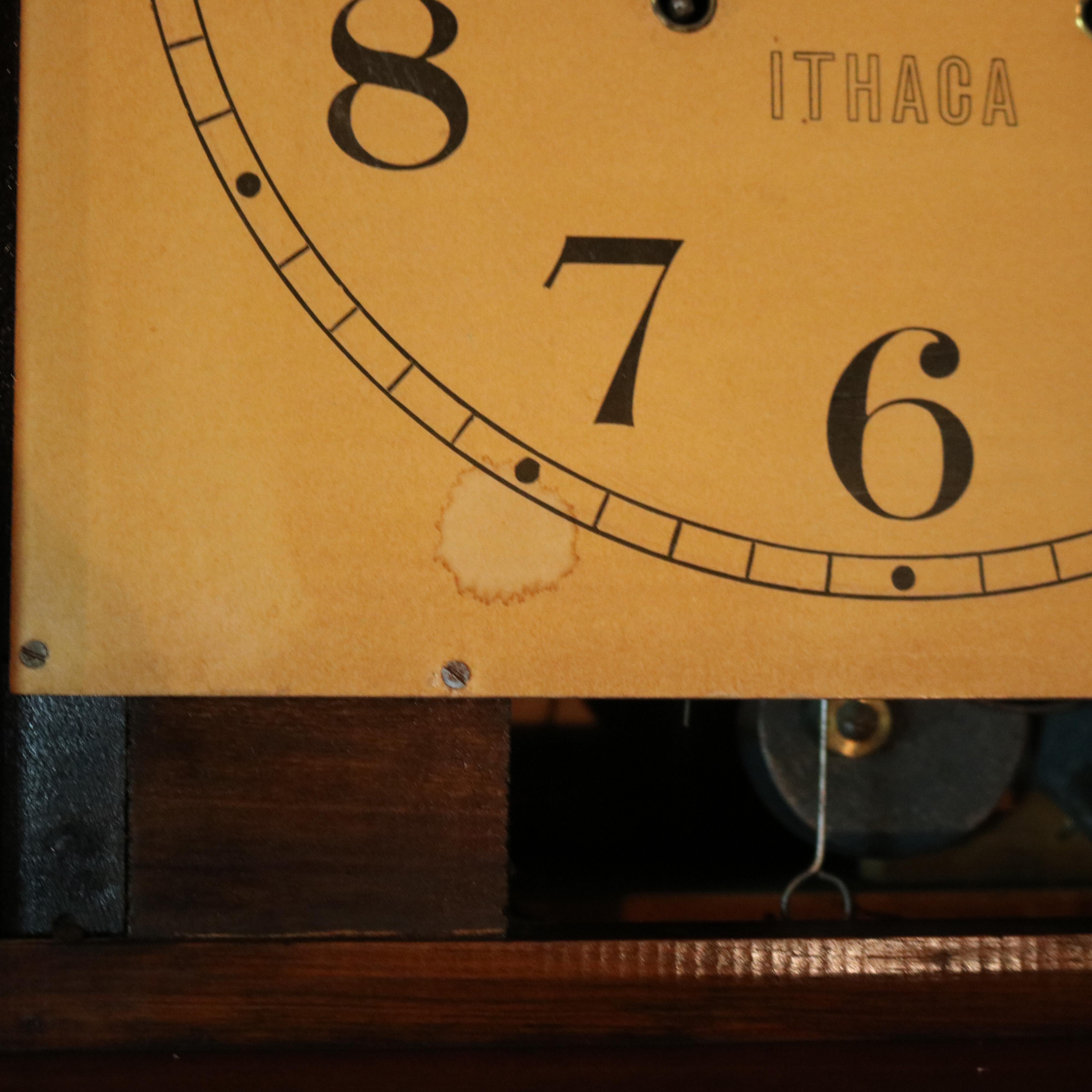 Antique Ithaca Clock Co. Tall Case Walnut Grandfather Clock C1920 7