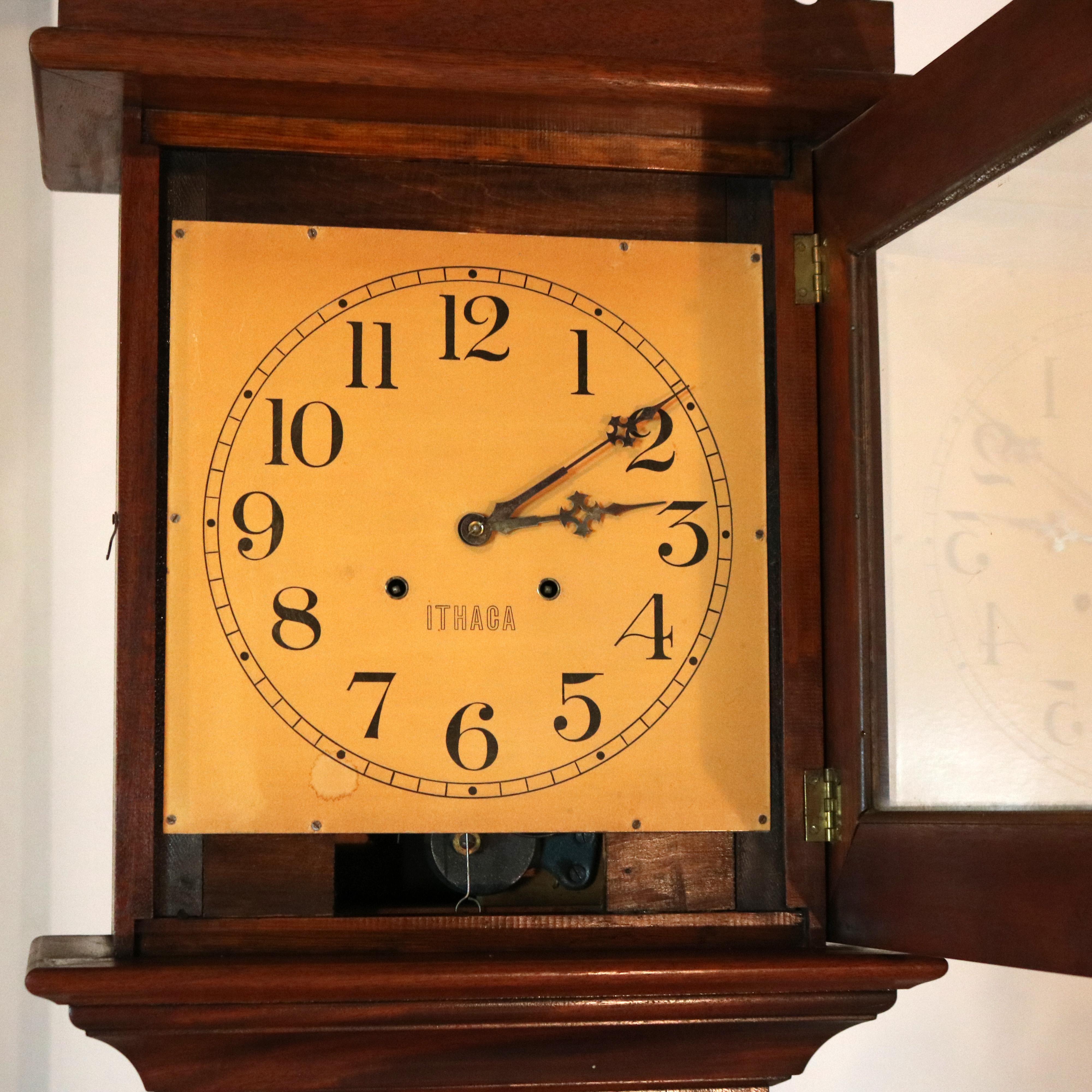 Antique Ithaca Clock Co. Tall Case Walnut Grandfather Clock C1920 8