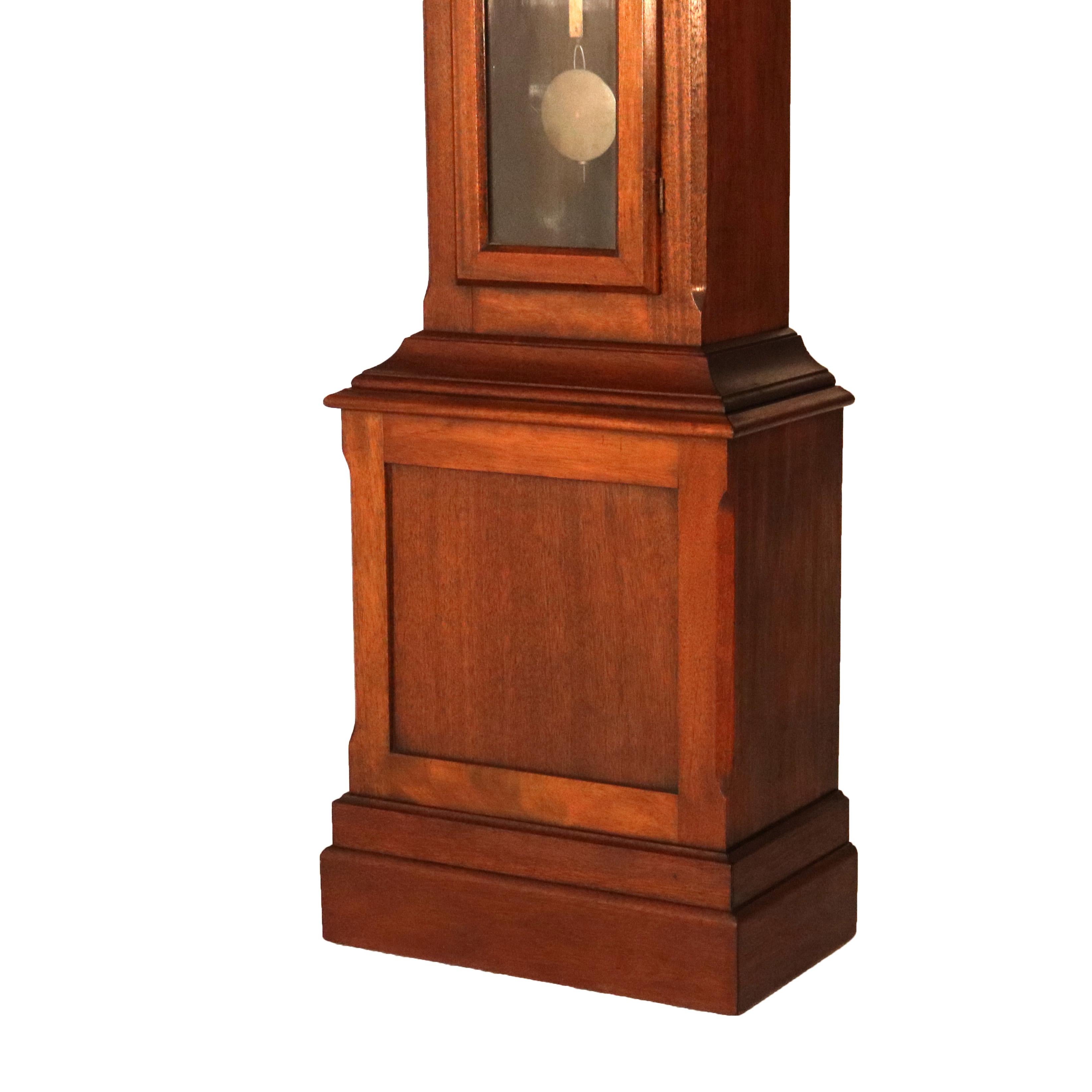 Antique Ithaca Clock Co. Tall Case Walnut Grandfather Clock C1920 In Good Condition In Big Flats, NY