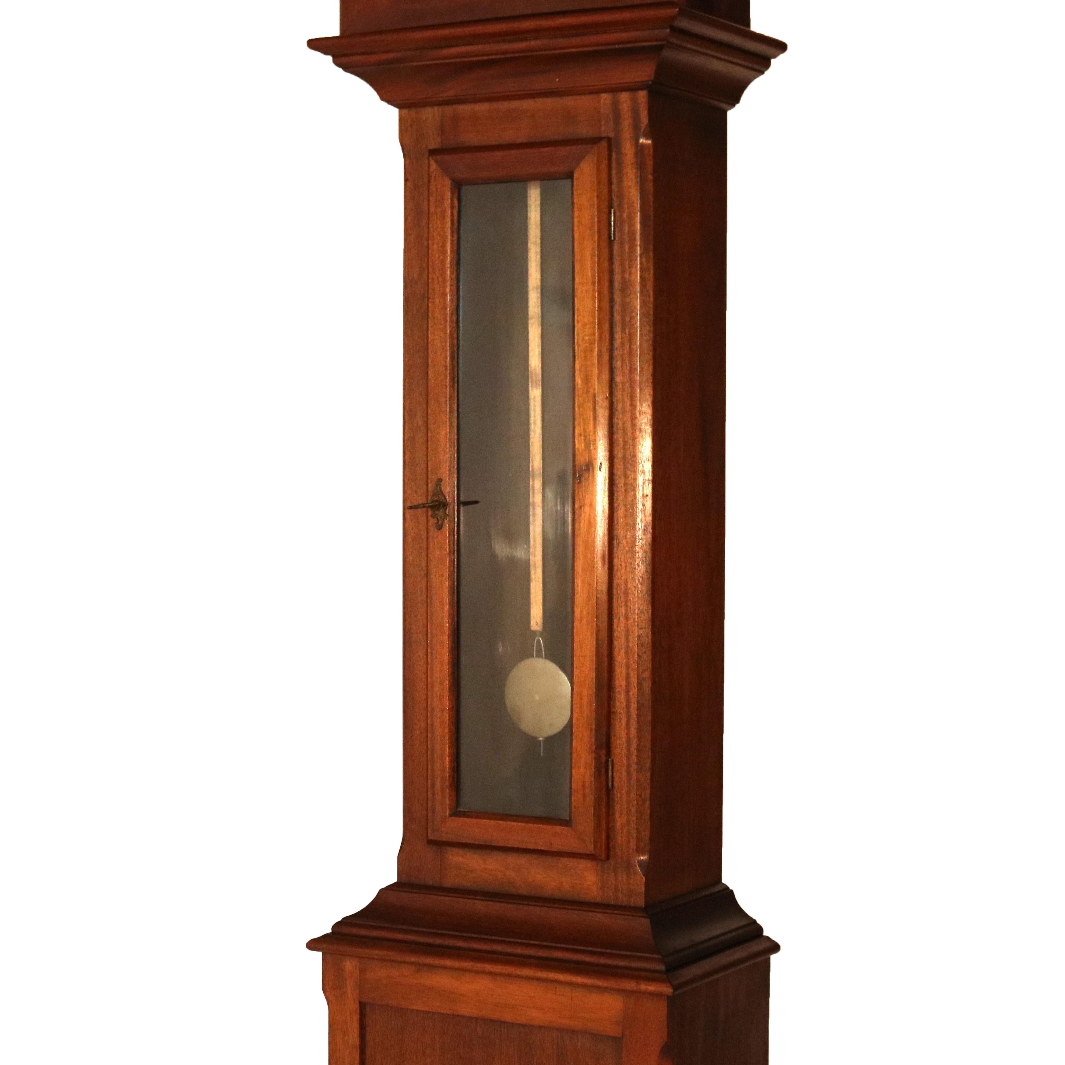 20th Century Antique Ithaca Clock Co. Tall Case Walnut Grandfather Clock C1920
