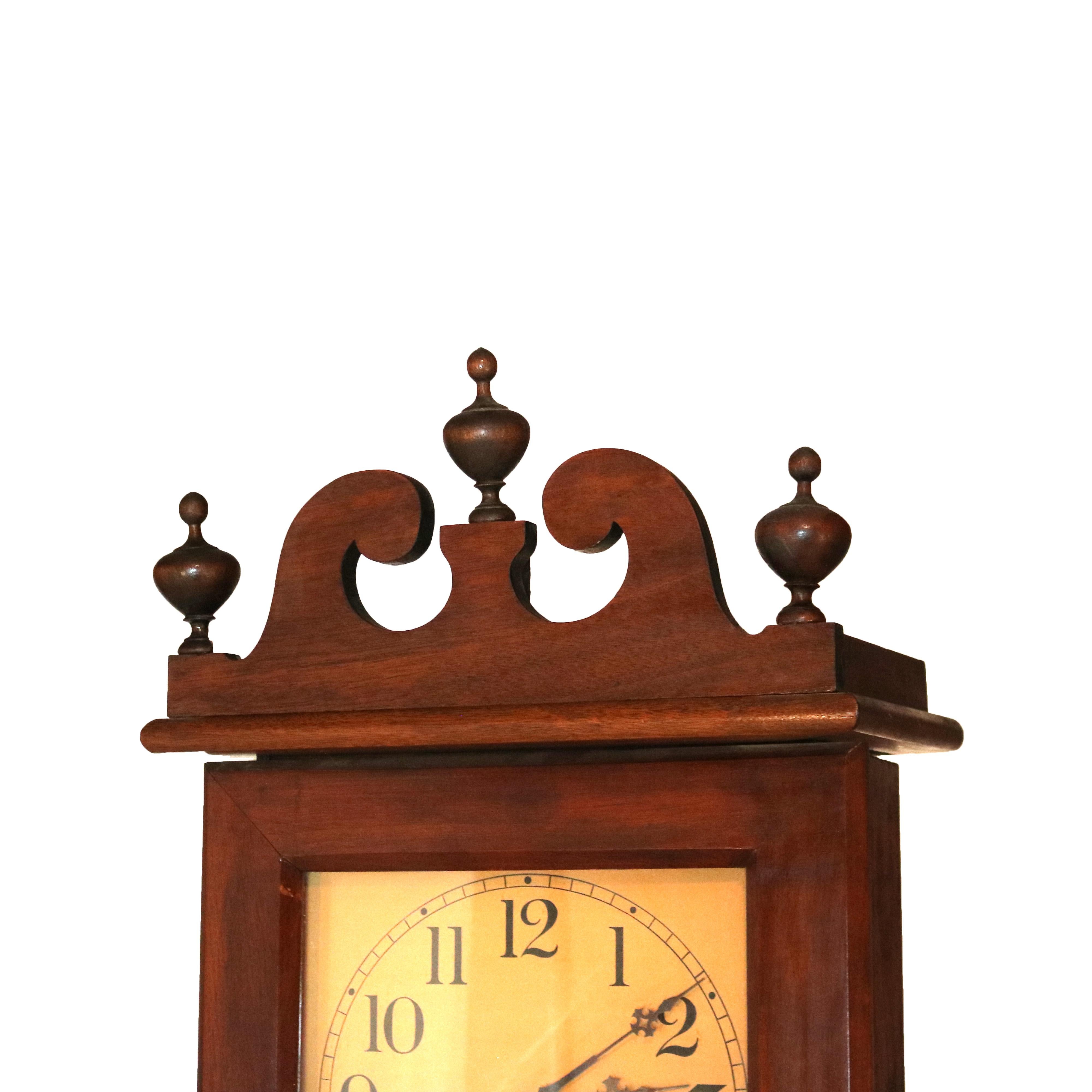 Antique Ithaca Clock Co. Tall Case Walnut Grandfather Clock C1920 3