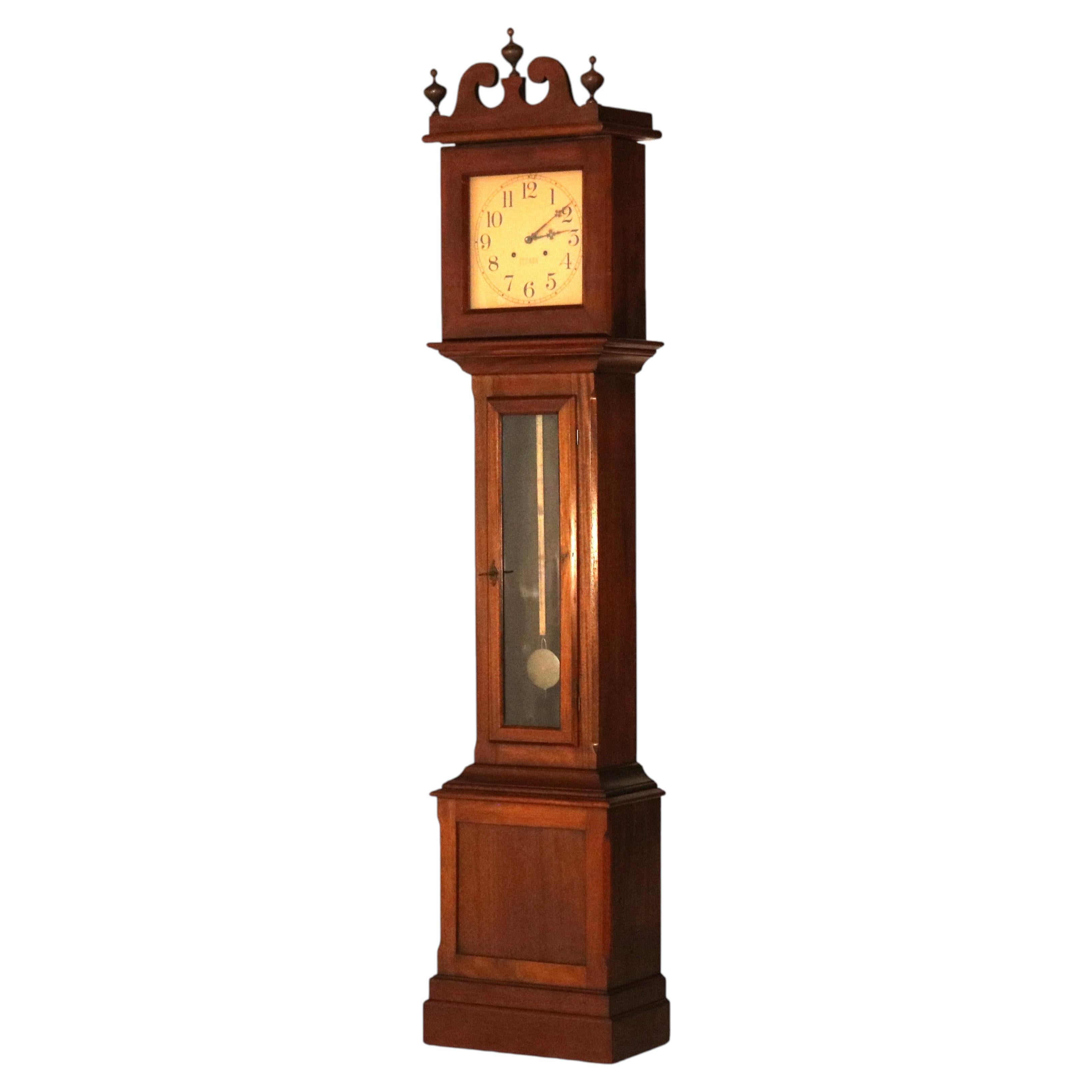 Antique Ithaca Clock Co. Tall Case Walnut Grandfather Clock C1920 For Sale