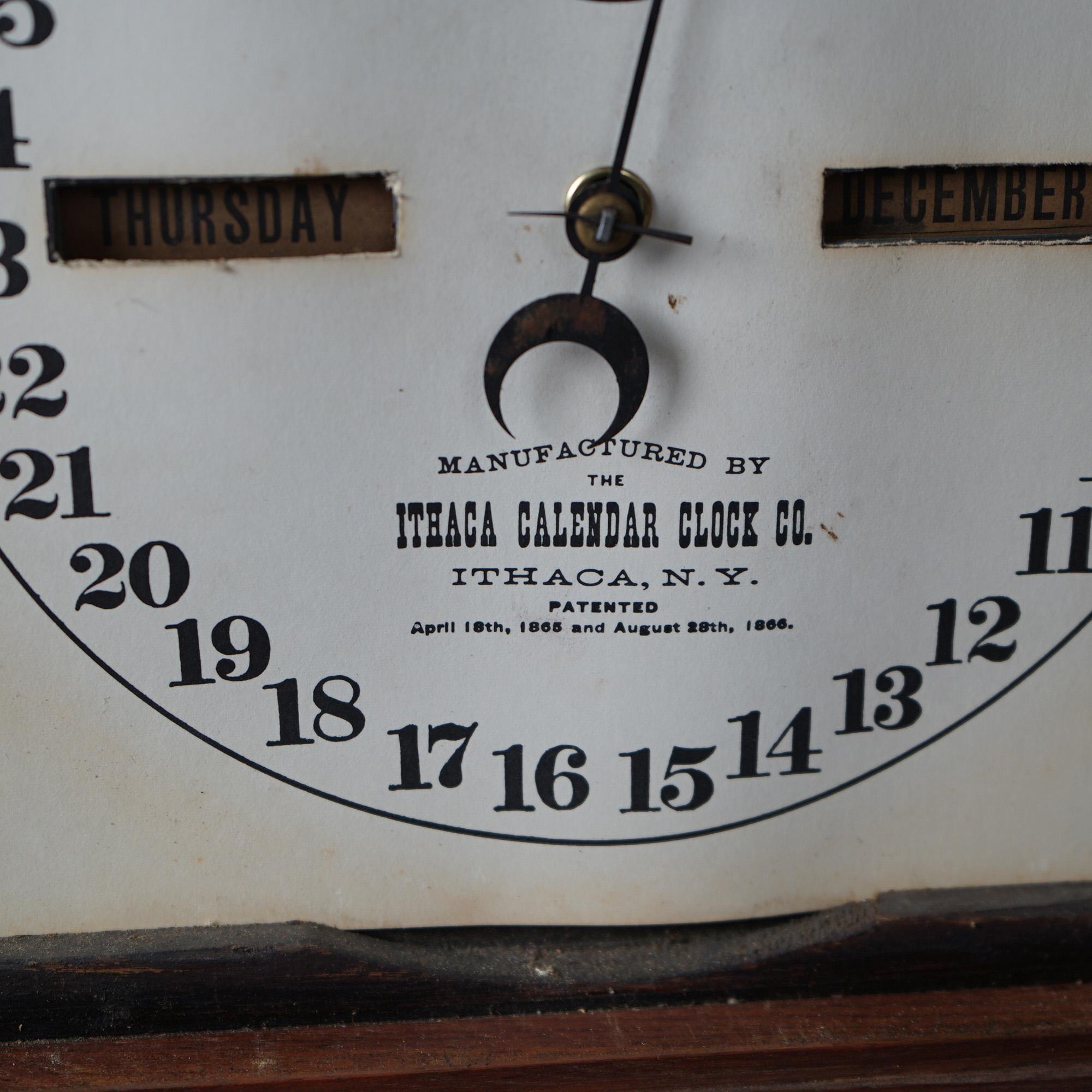 Antique Ithaca Double Dial Walnut Calendar Clock c1866 For Sale 3