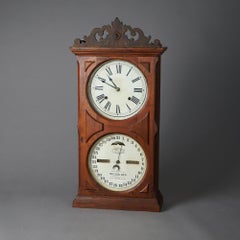 Antique Ithaca Double Dial Walnut Calendar Clock c1866