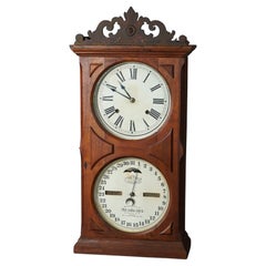 Antique Ithaca Double Dial Walnut Calendar Clock c1866