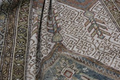 Antique Ivory and Green Diamond Medallion Wool Rug 3'2''x13'4''