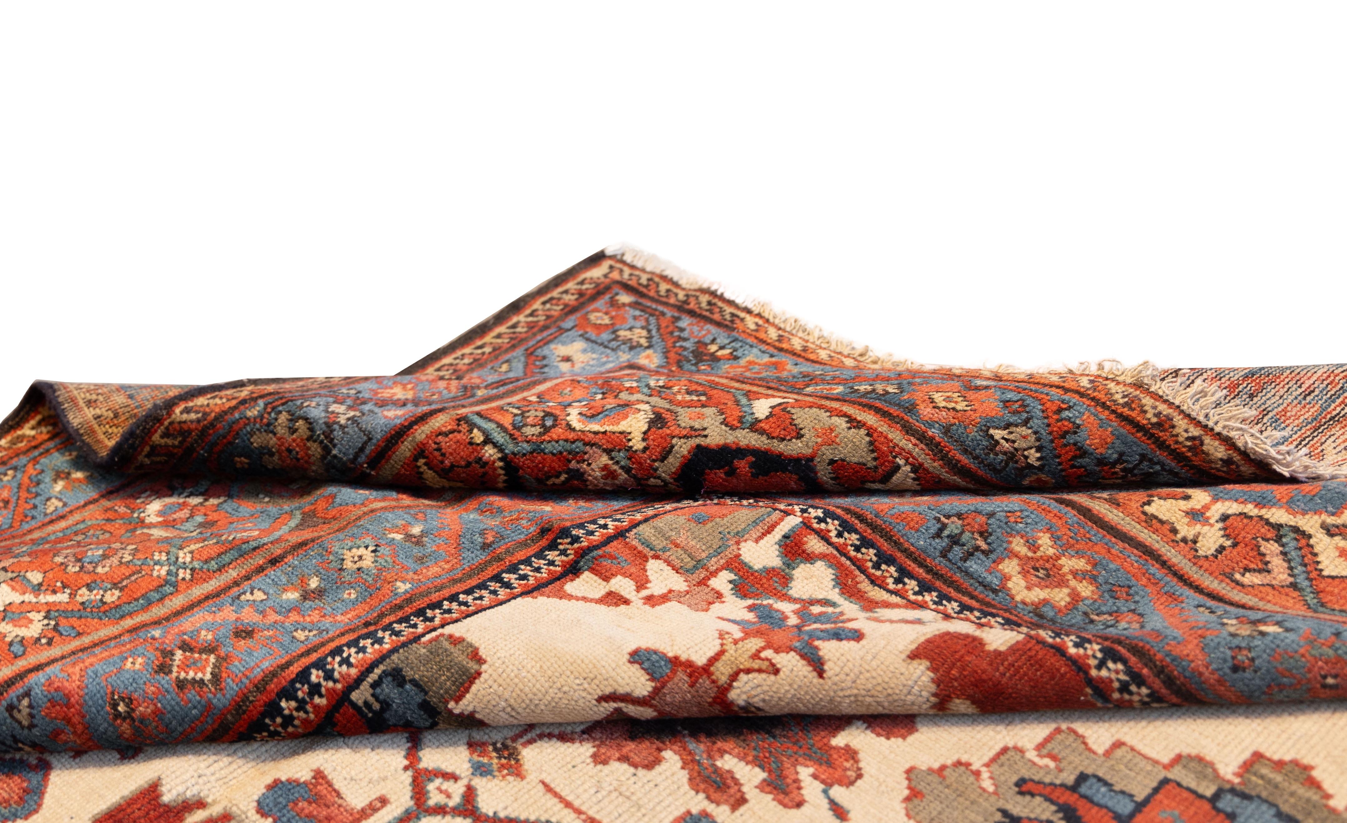 19th Century Antique ivory bakshaish rug all over design For Sale