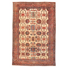 Antique ivory bakshaish rug all over design
