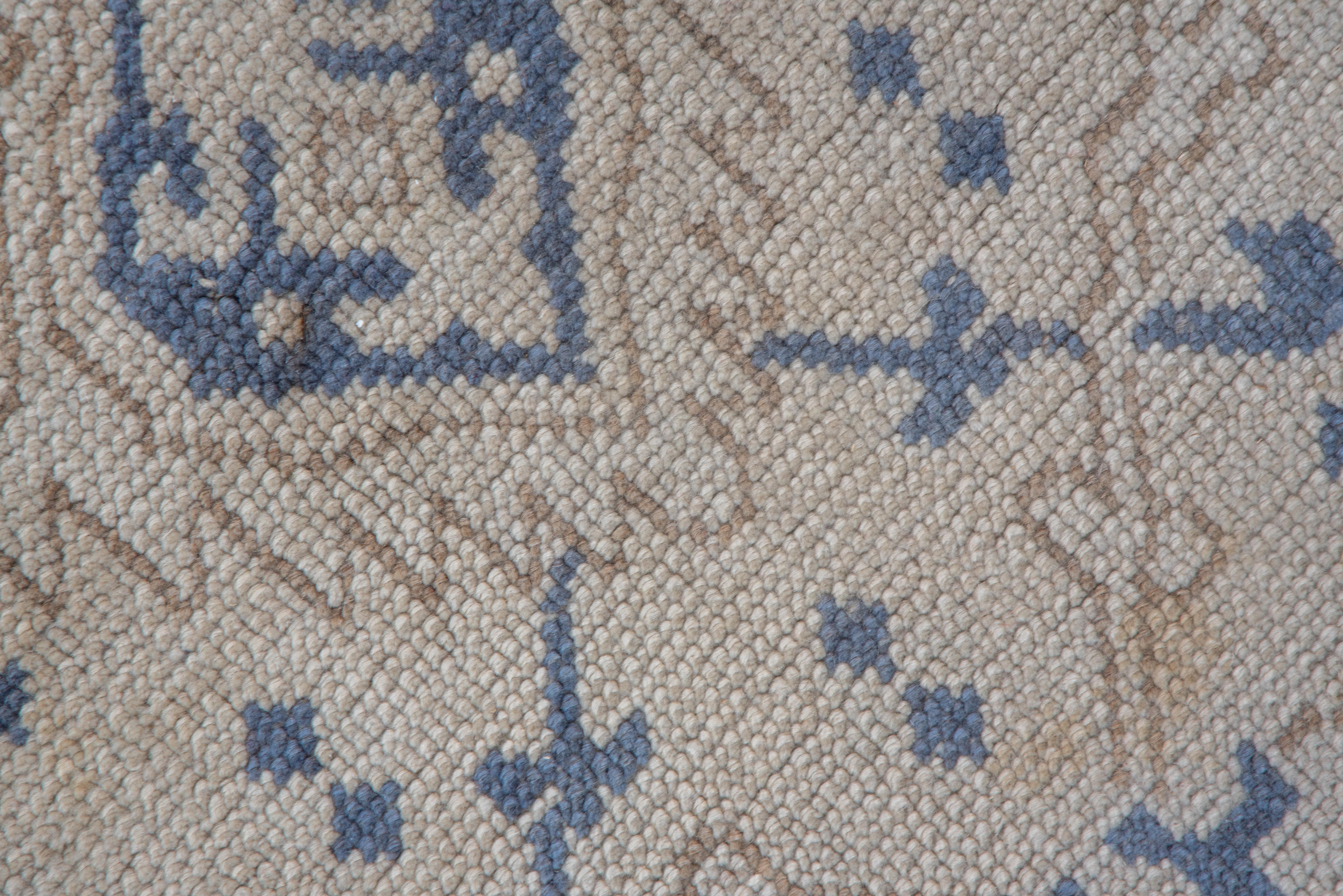 Early 20th Century Antique Ivory & Blue Turkish Oushak Carpet, circa 1910s For Sale