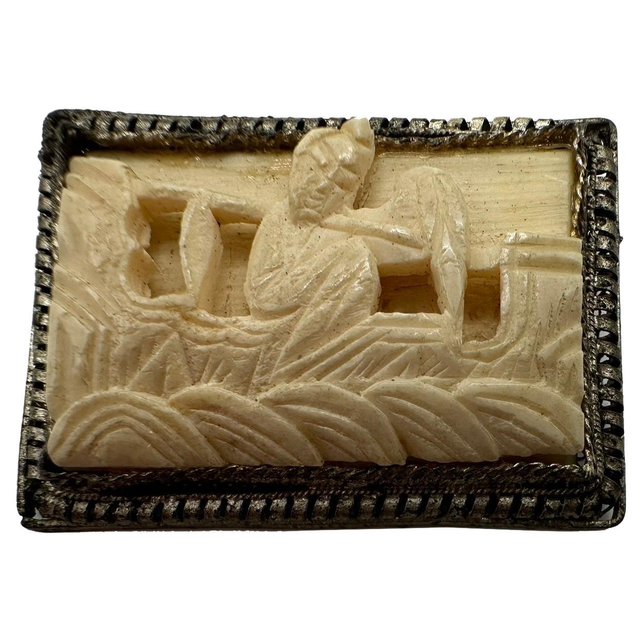 Antique Ivory Brooch For Sale