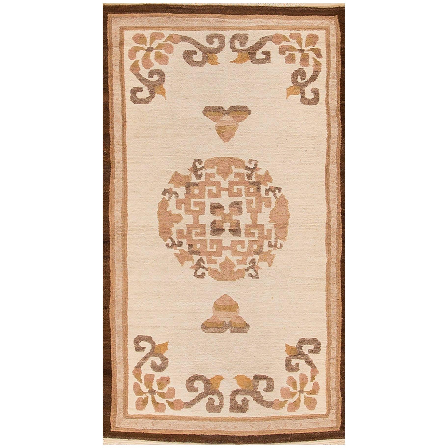 Antique Ivory Chinese Rug For Sale