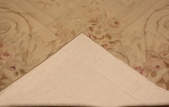 Antique Ivory French Aubusson Rug. Size: 10 ft x 13 ft 6 in