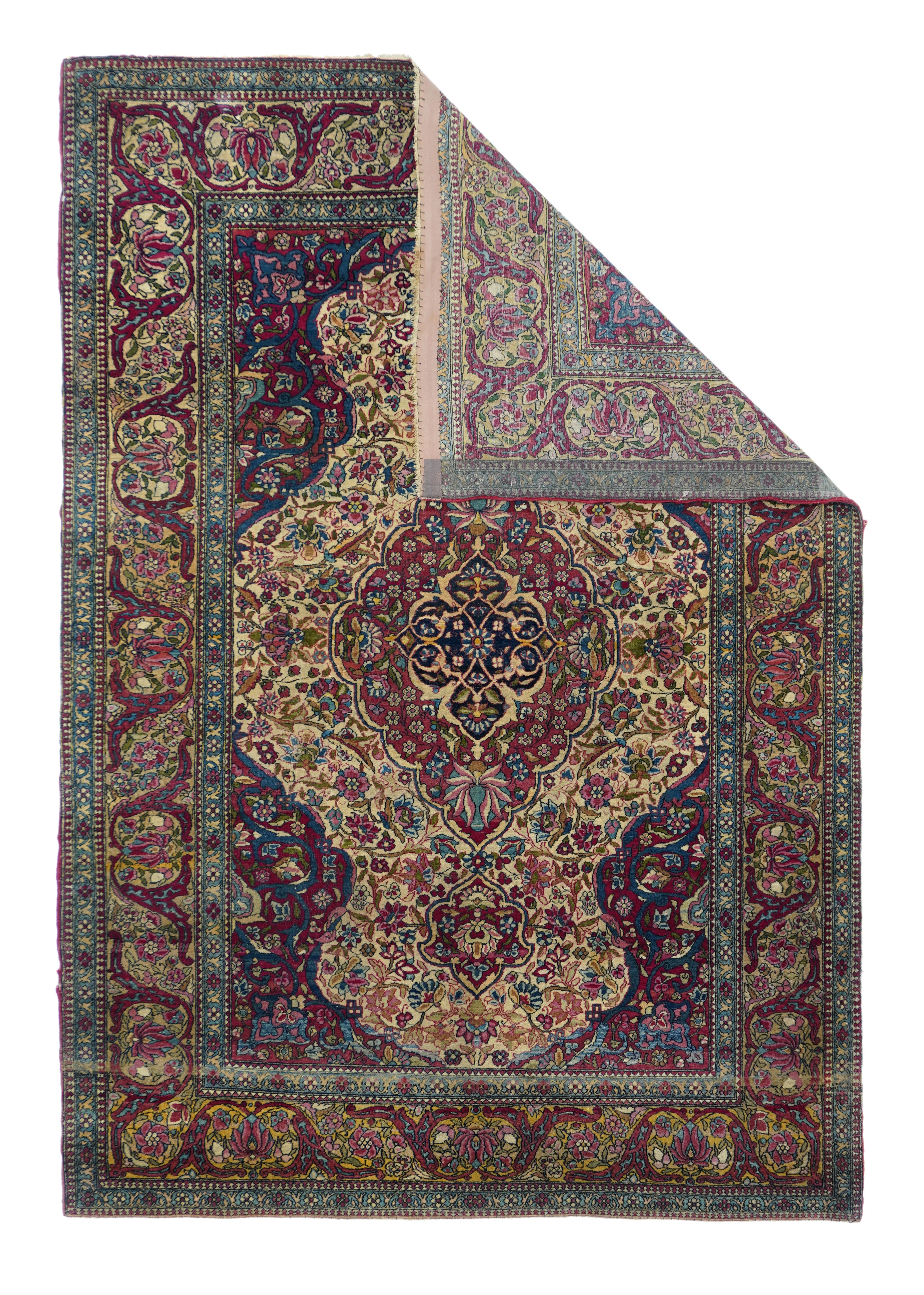 Ivory Isfahan wool on cotton measures: 4'9'' x 7'.