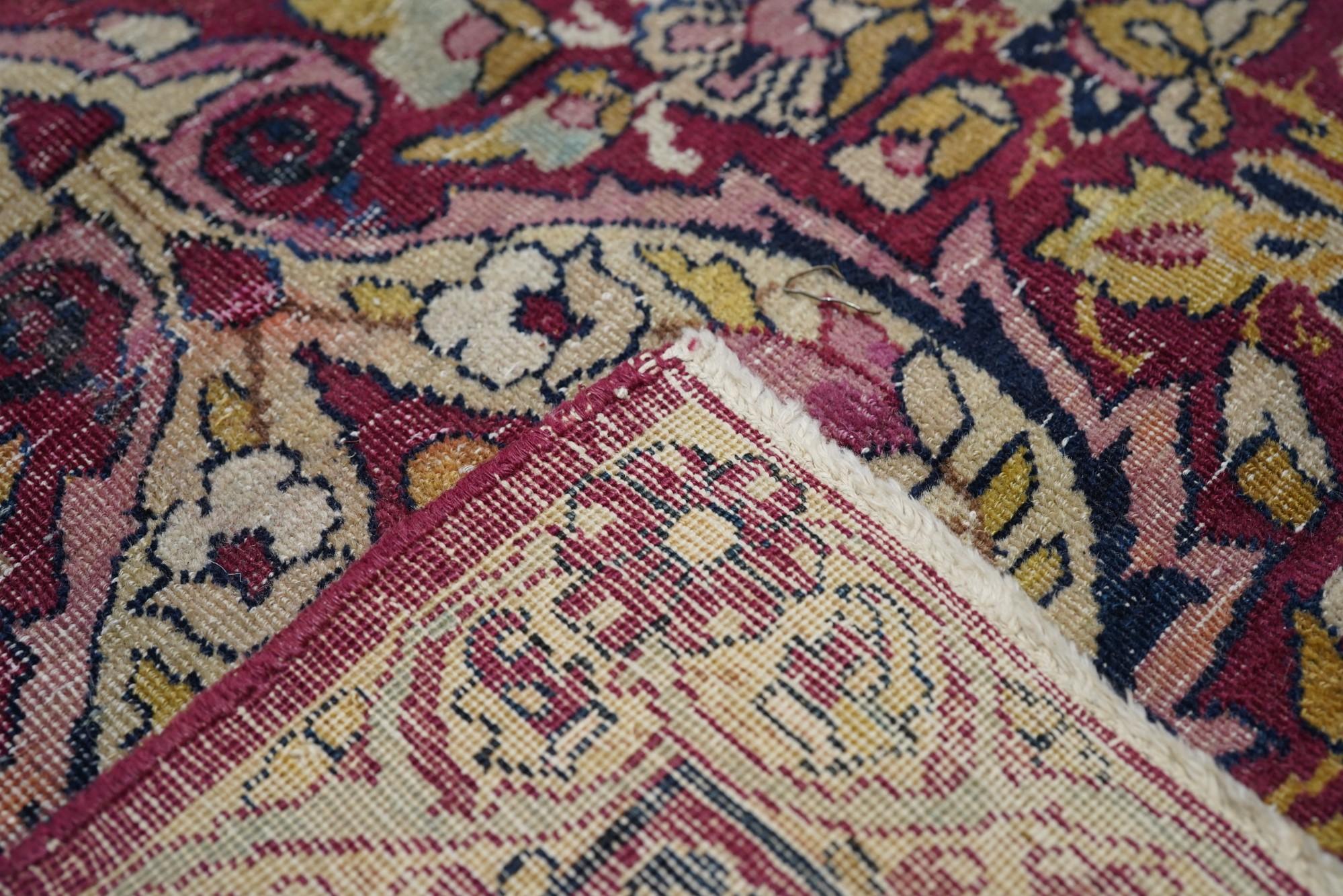 Antique Ivory Lavar Kerman Rug 10'1'' x 14'11'' For Sale 4