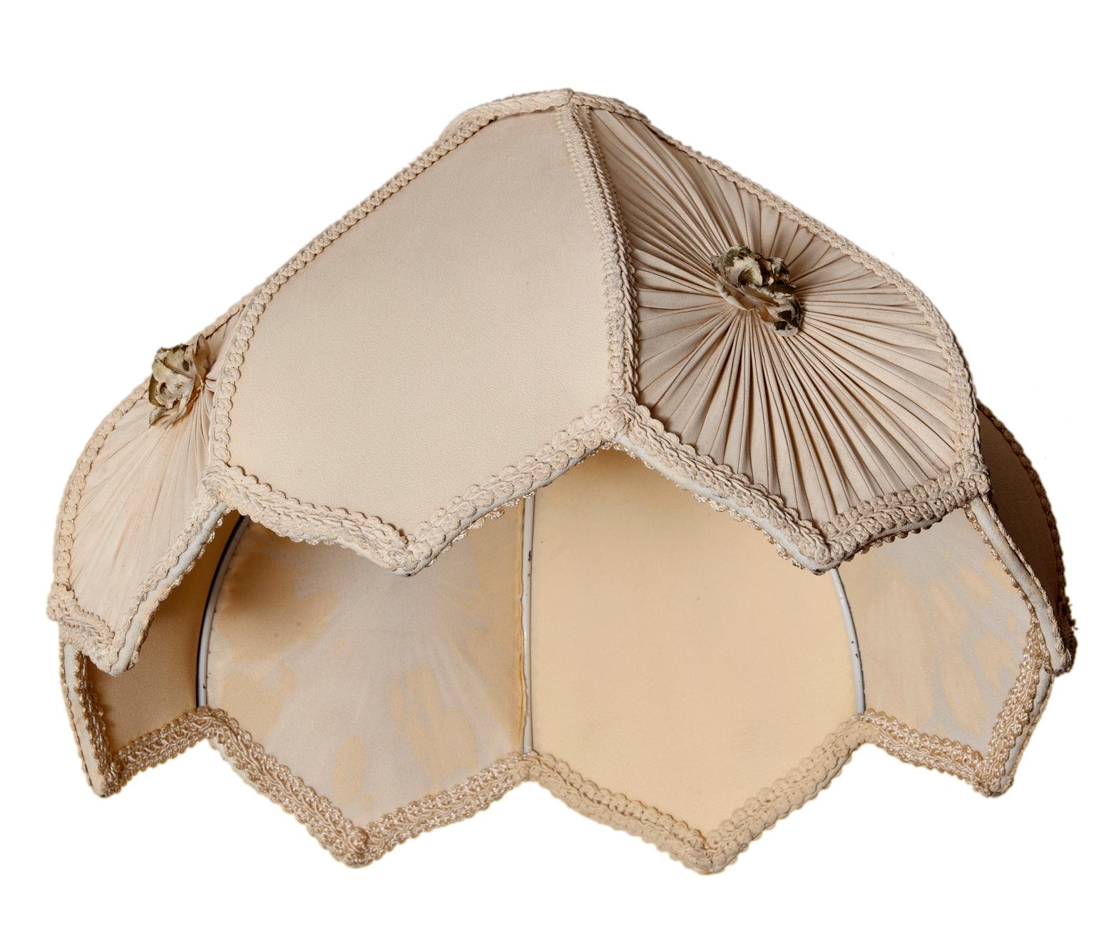 Fabric Antique Ivory Paneled Lampshade For Sale