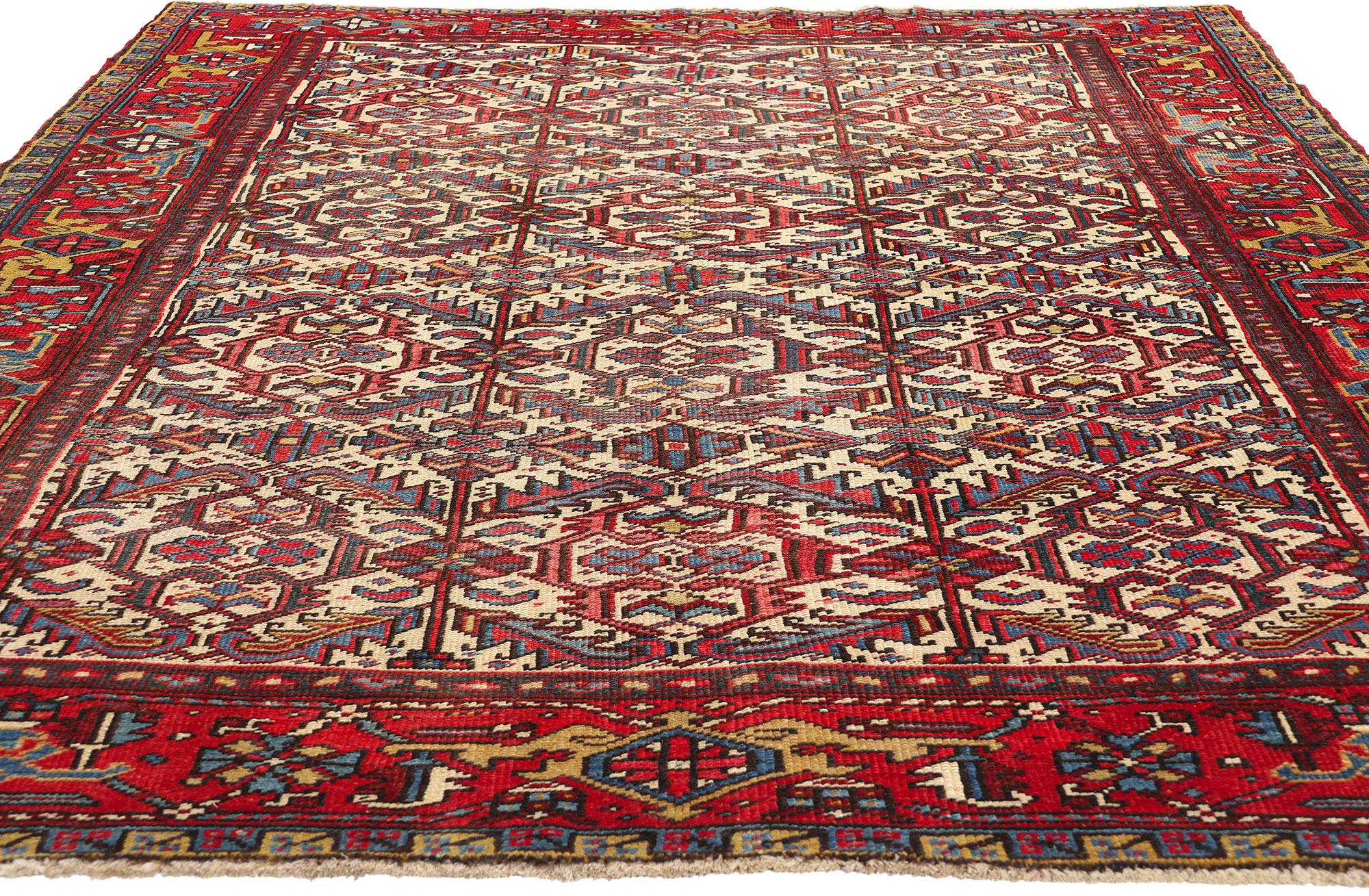 Heriz Serapi Tapis persan ivoire antique Serapi Heriz en vente