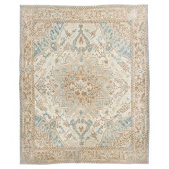 Tapis persan Heriz ivoire ancien  3'7 x 4'5
