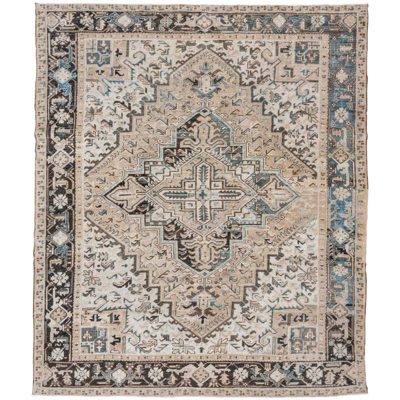 Antique Persian Zanjan Rug with Red and Beige Tribal Details on Ivory ...