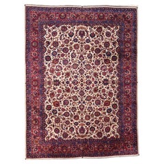 Tapis persan Mashhad ivoire ancien