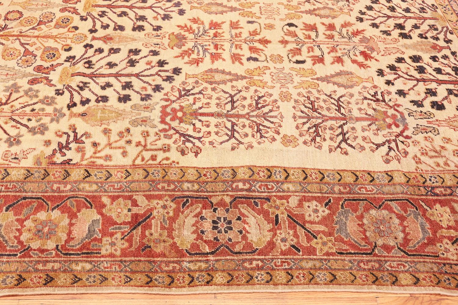 Antique Sultanabad Rug, Country of Origin: Persia, Circa 1900. Size: 7 ft 9 in x 10 ft (2.36 m x 3.05 m)

A vivacious collection of colors springs to life before the viewer of this Sultanabad rug. Bright gold, pearly white and rich red all come