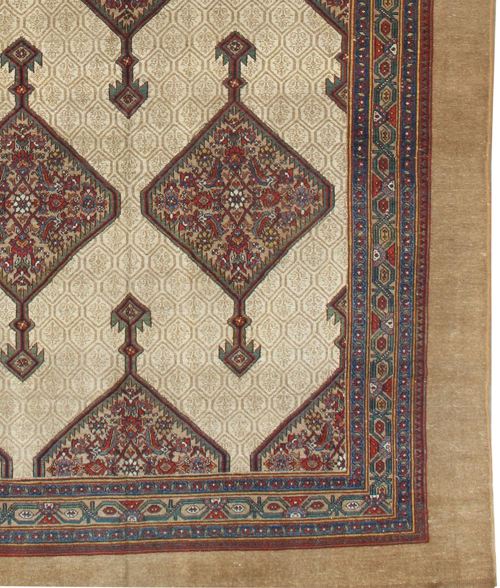 Antike Elfenbein Serab Läufer 7' x 13'7 im Angebot 1
