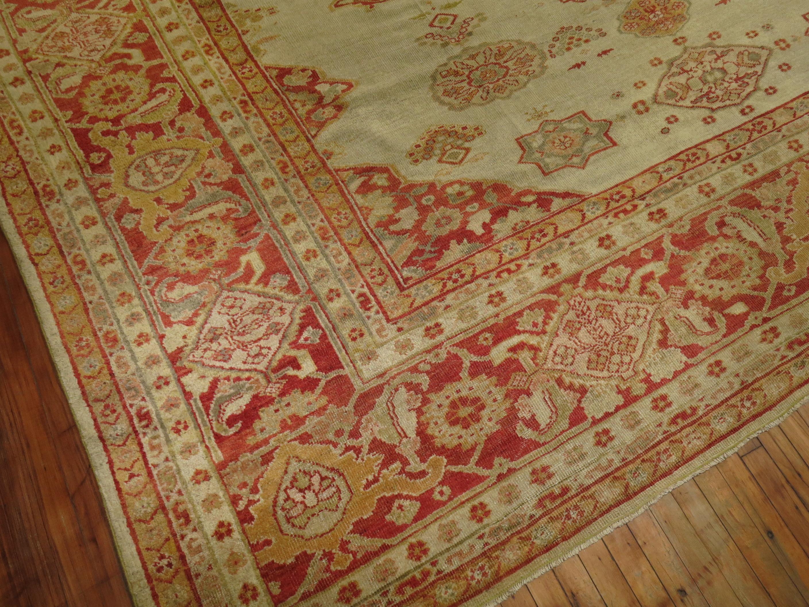 Antique Ivory Sultanabad Persian Carpet For Sale 5