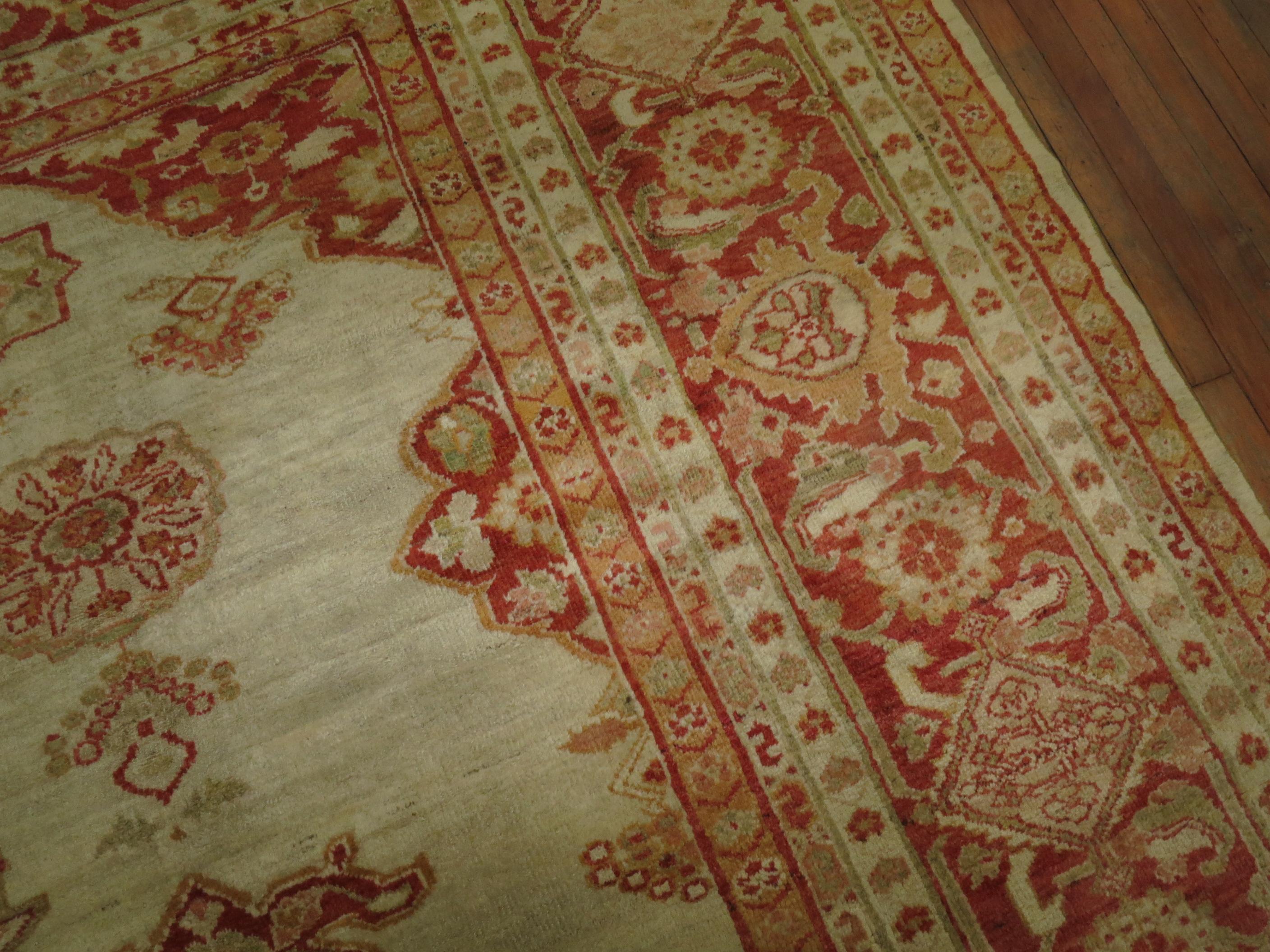 Antique Ivory Sultanabad Persian Carpet For Sale 10