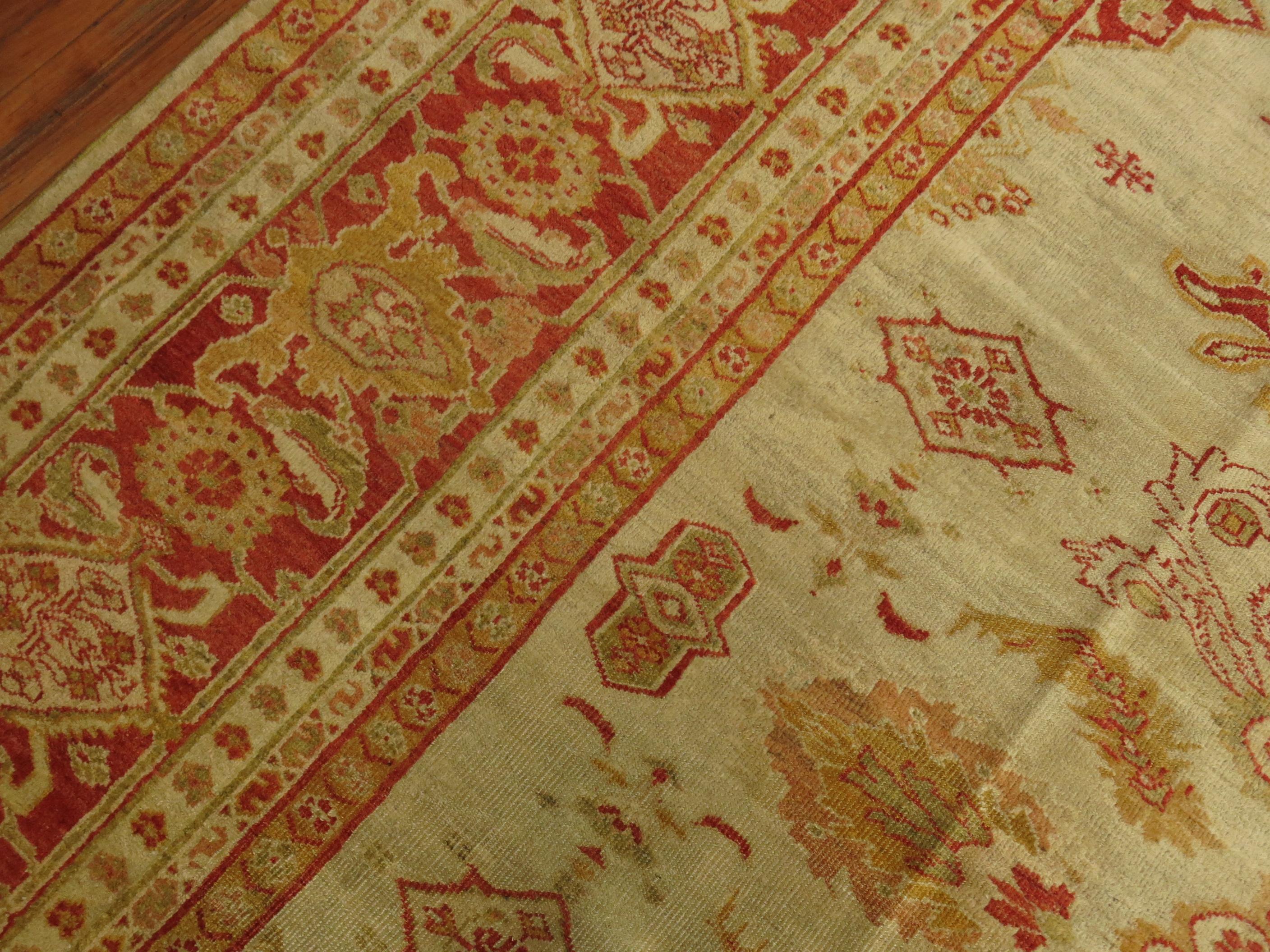 Antique Ivory Sultanabad Persian Carpet For Sale 11