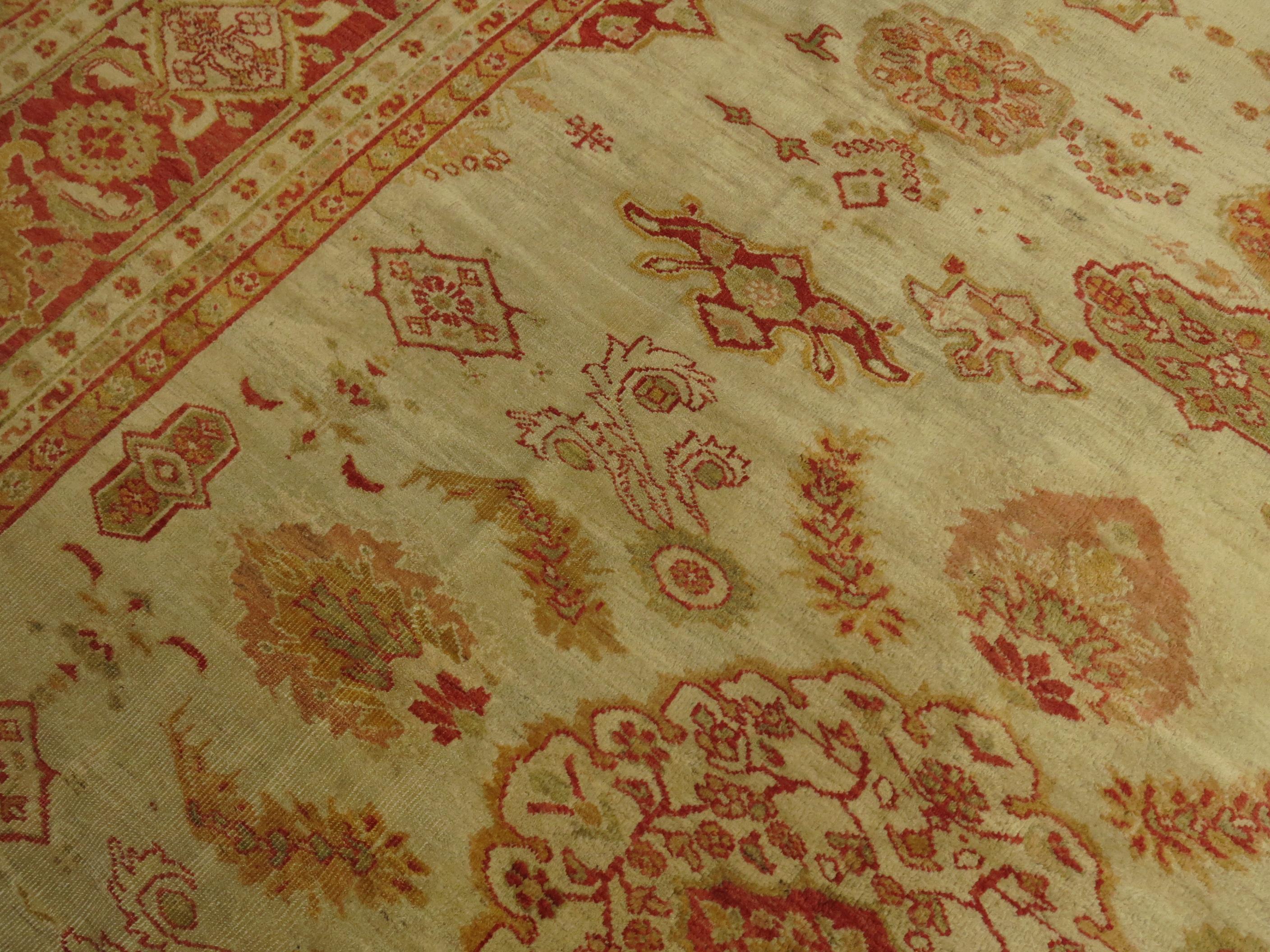 Antique Ivory Sultanabad Persian Carpet For Sale 12