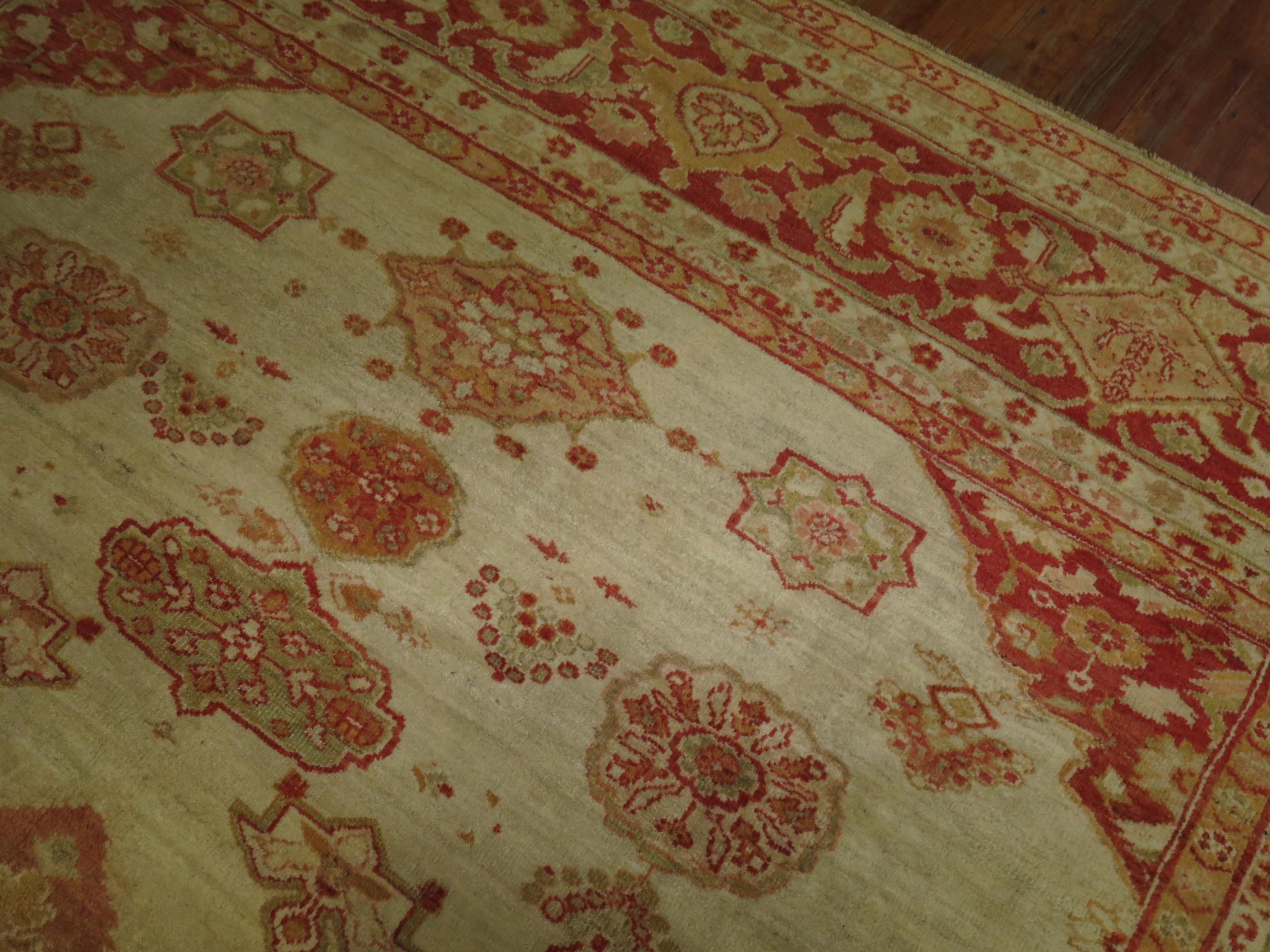 19th Century Antique Ivory Sultanabad Persian Carpet For Sale