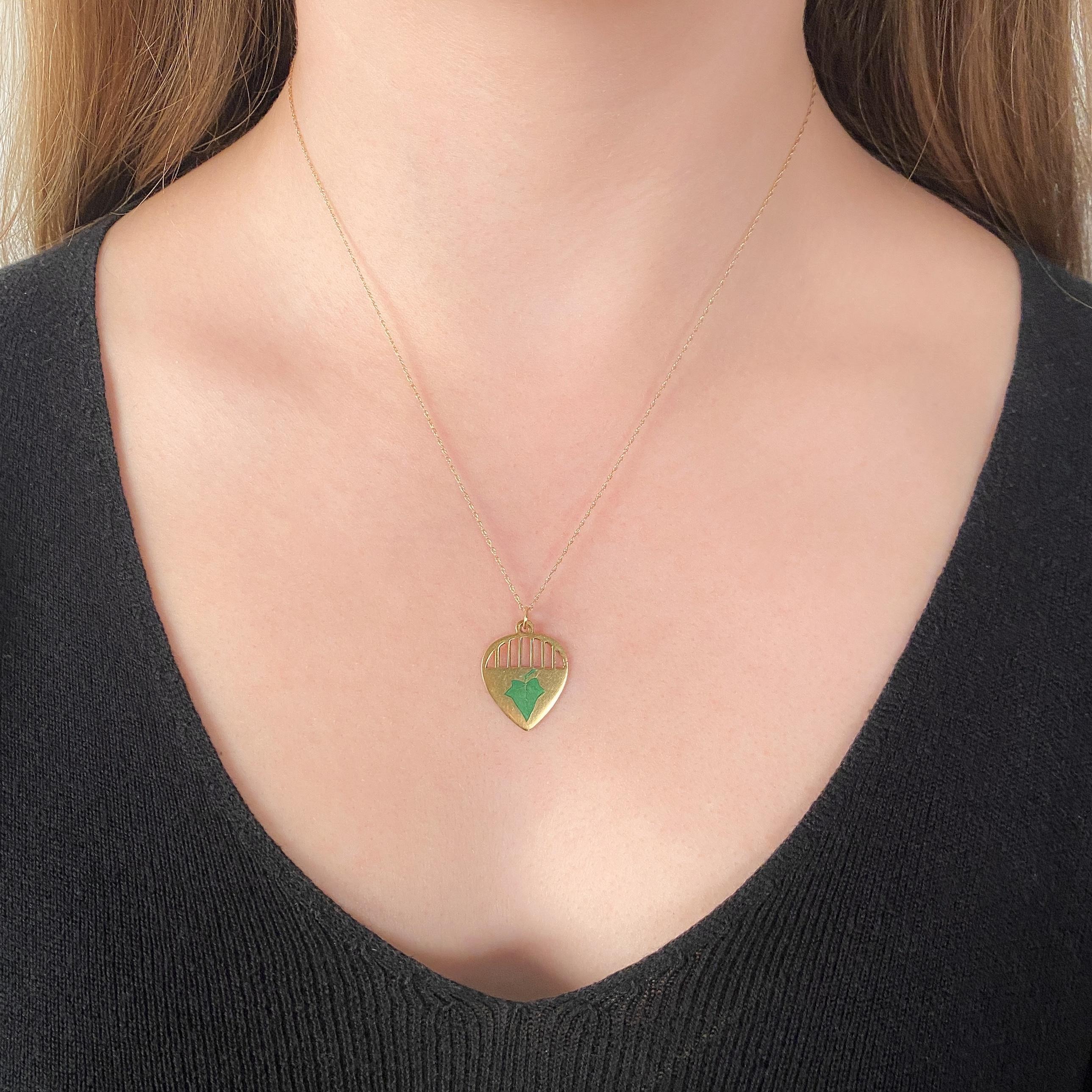 Women's Antique Ivy Pendant Charm of 18k Gold For Sale