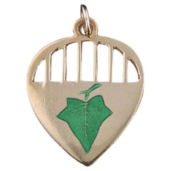 Antique Ivy Pendant Charm of 18k Gold