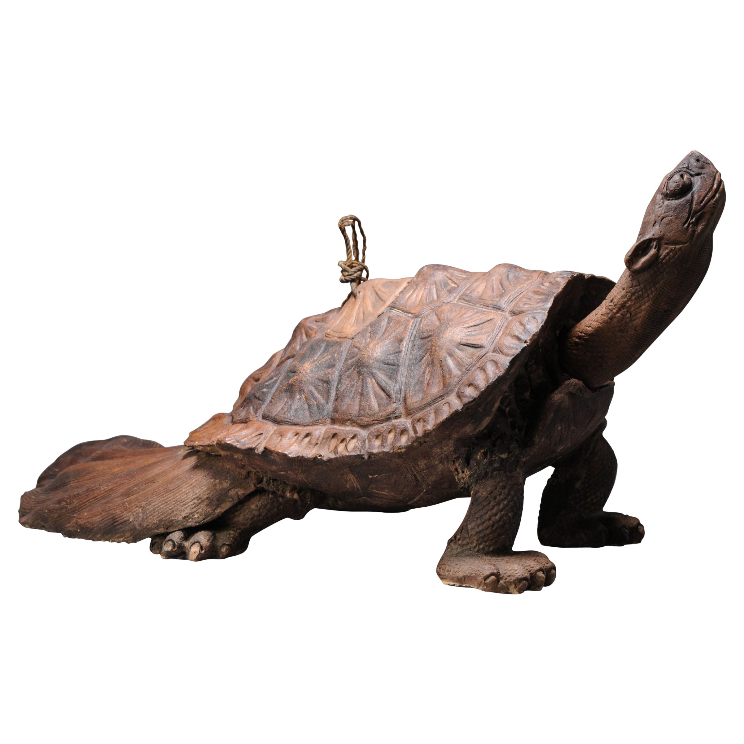 Antico bruciaincenso di Edo in terracotta Iwayaki raffigurante una tartaruga del XIX secolo Giappone, J