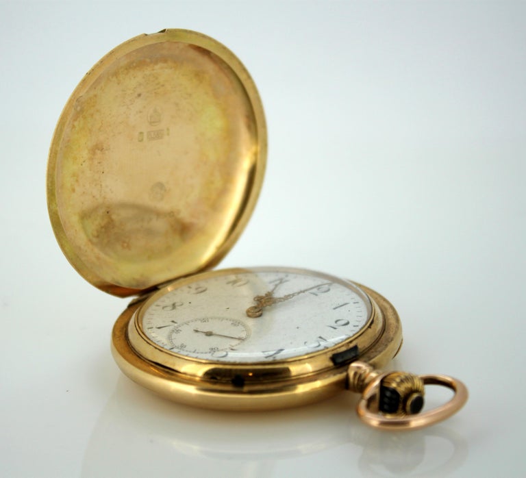 Antique IWC 14 Karat Yellow Gold Pocket Watch For Sale at 1stDibs