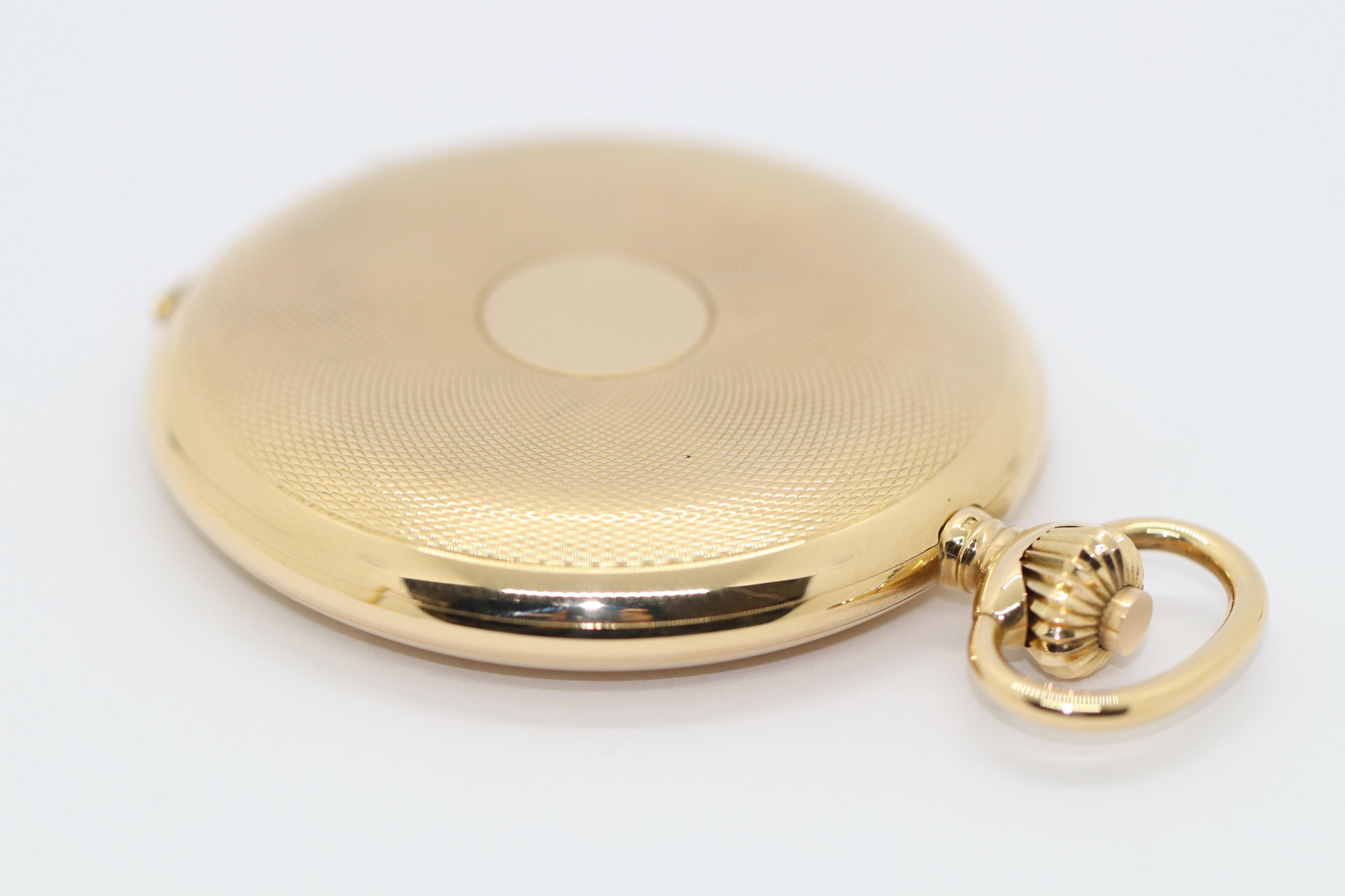 Antique IWC Pocket Watch Hunter 14 Karat Gold For Sale 4