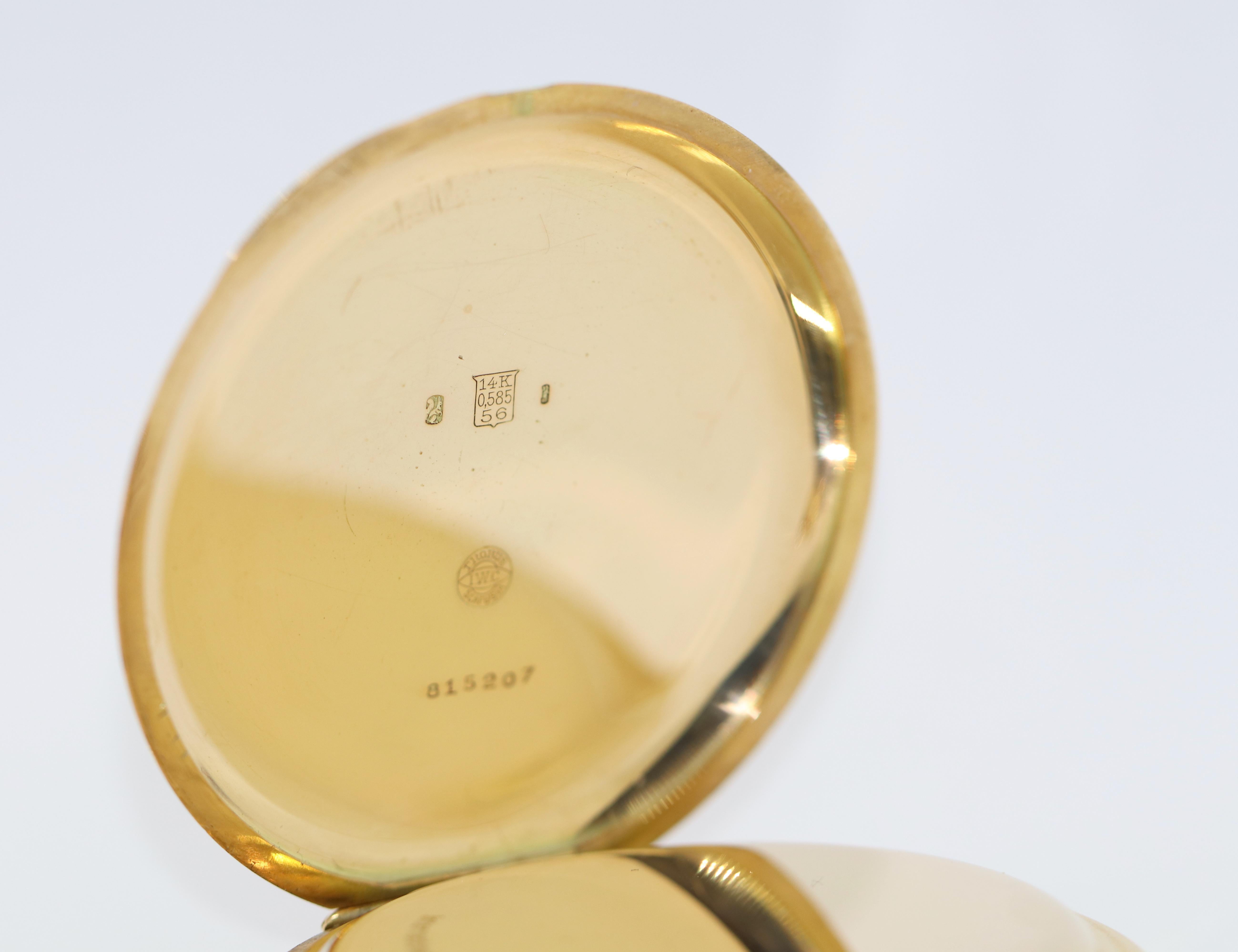 Men's Antique IWC Pocket Watch Hunter 14 Karat Gold