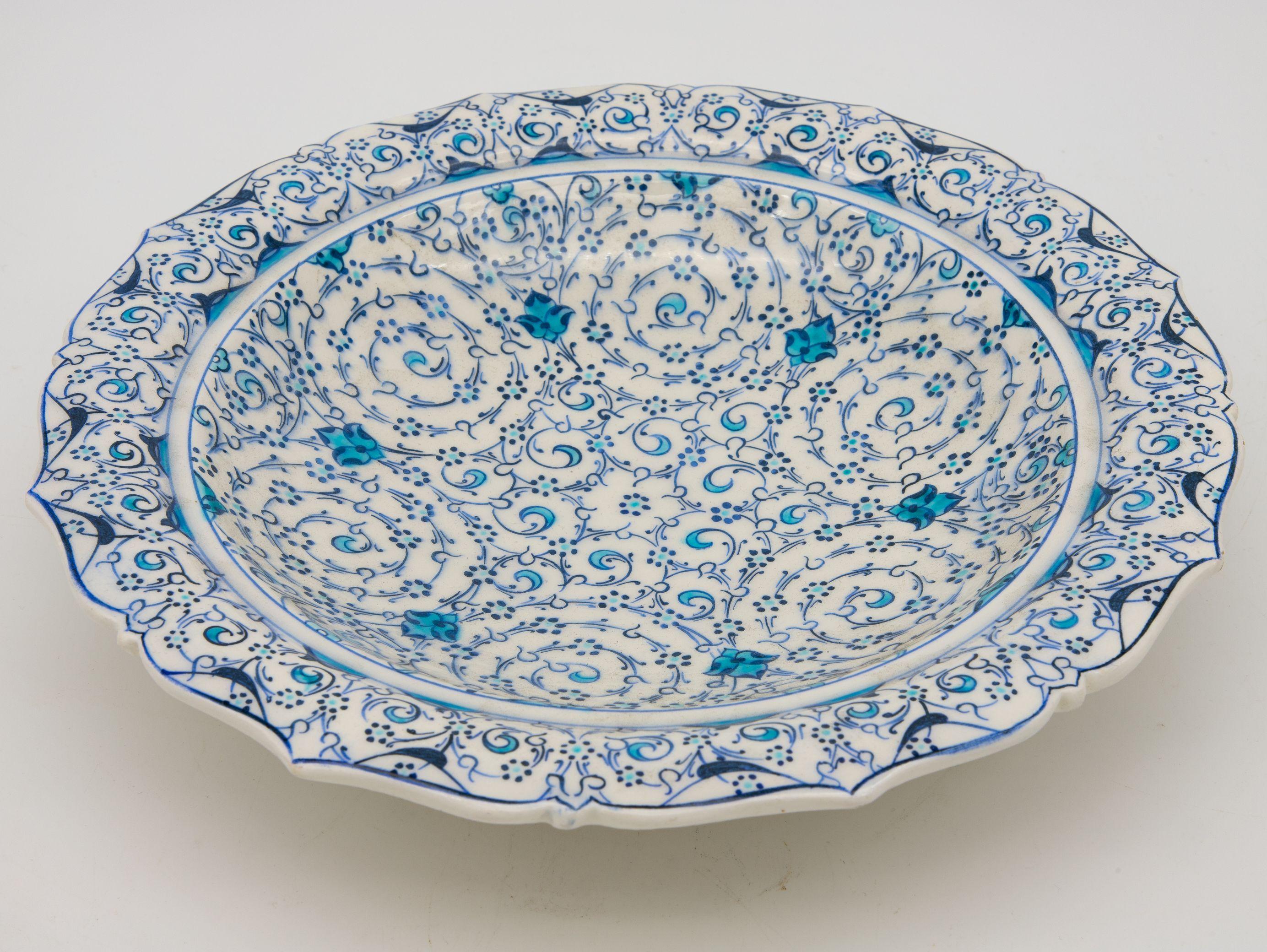 Ceramic Antique Iznek Pottery, Turquoise, Blue, Cream