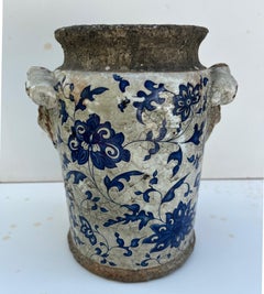 Antique Iznik Albarello Glazed Earthenware Pottery.