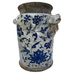 Antique Iznik Albarello Glazed Earthenware Pottery.