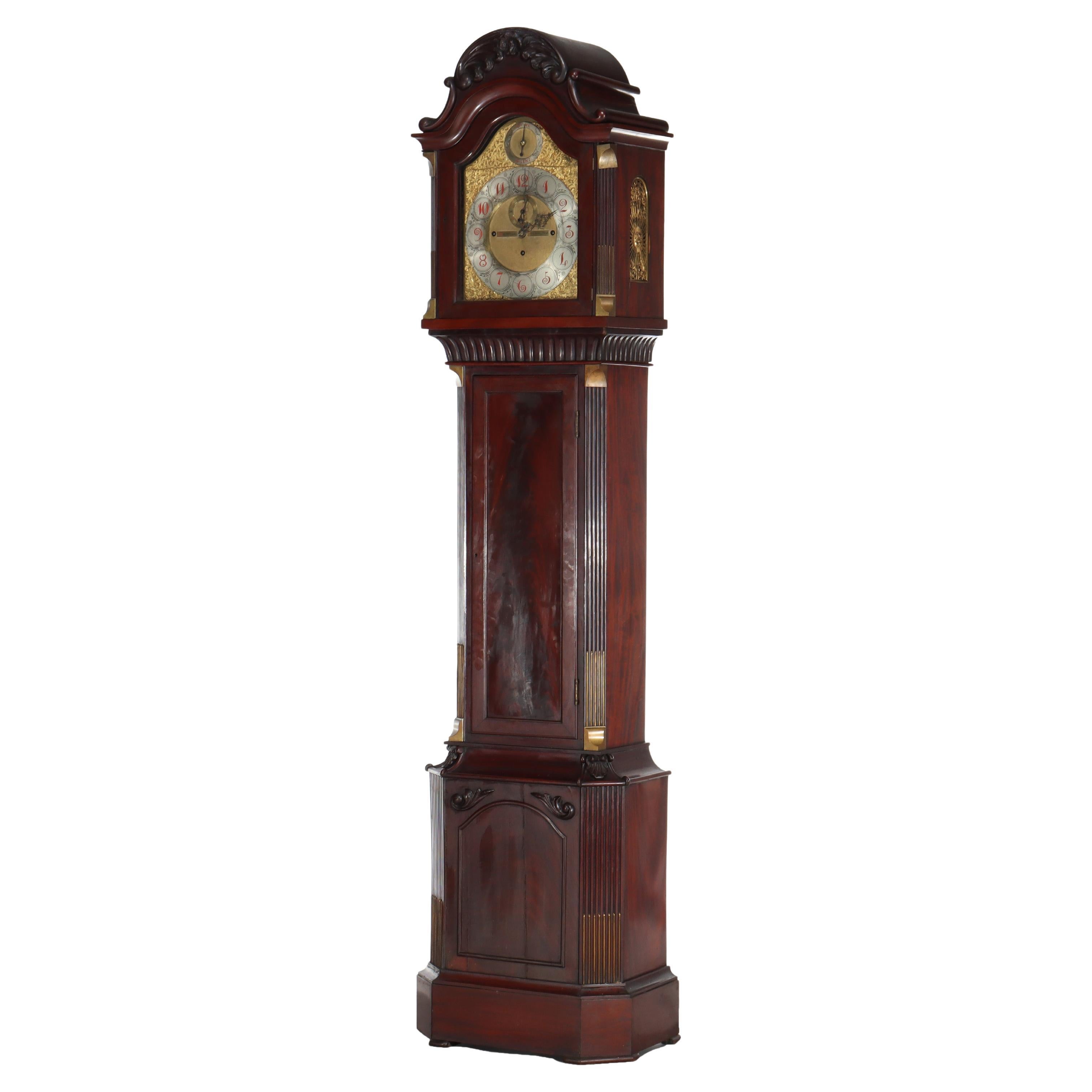 Antique J. E. Caldwell 
Co, Philadelphia Mahogany Tall Case Clock c1890 For Sale