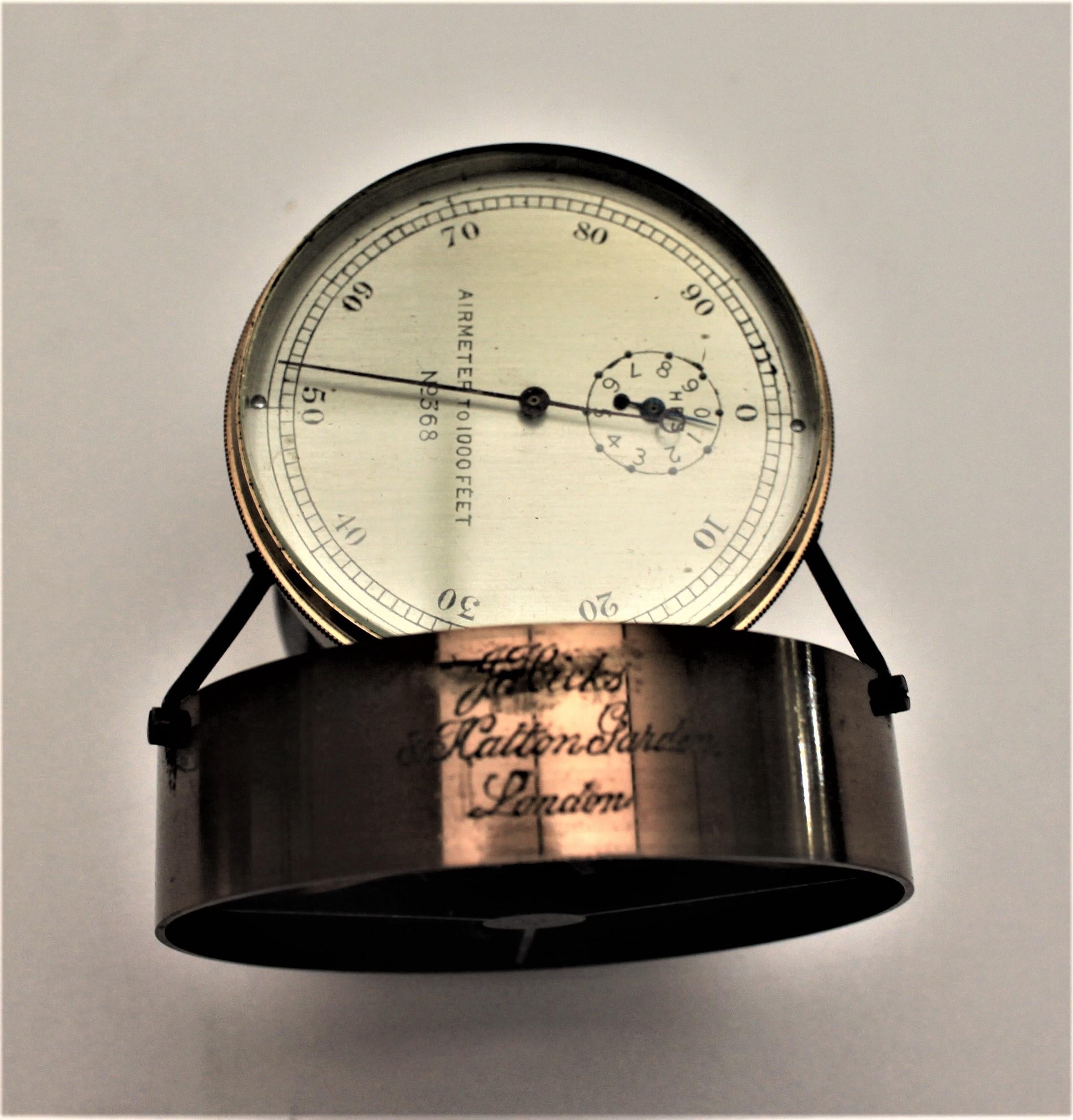 J. Hicks London Brass Scientific Air Meter Instrument avec étui en bois 2