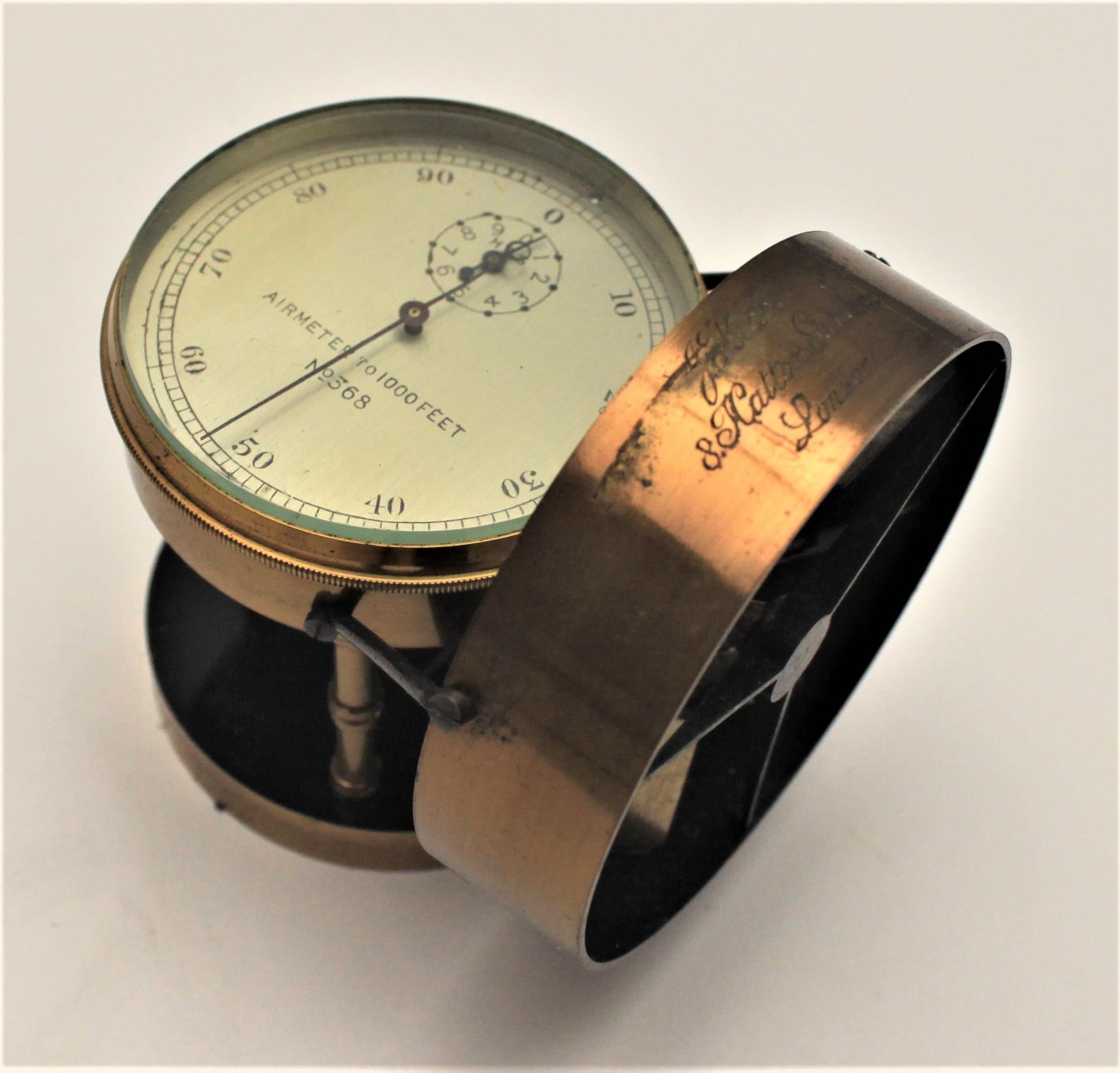Anglais J. Hicks London Brass Scientific Air Meter Instrument avec étui en bois