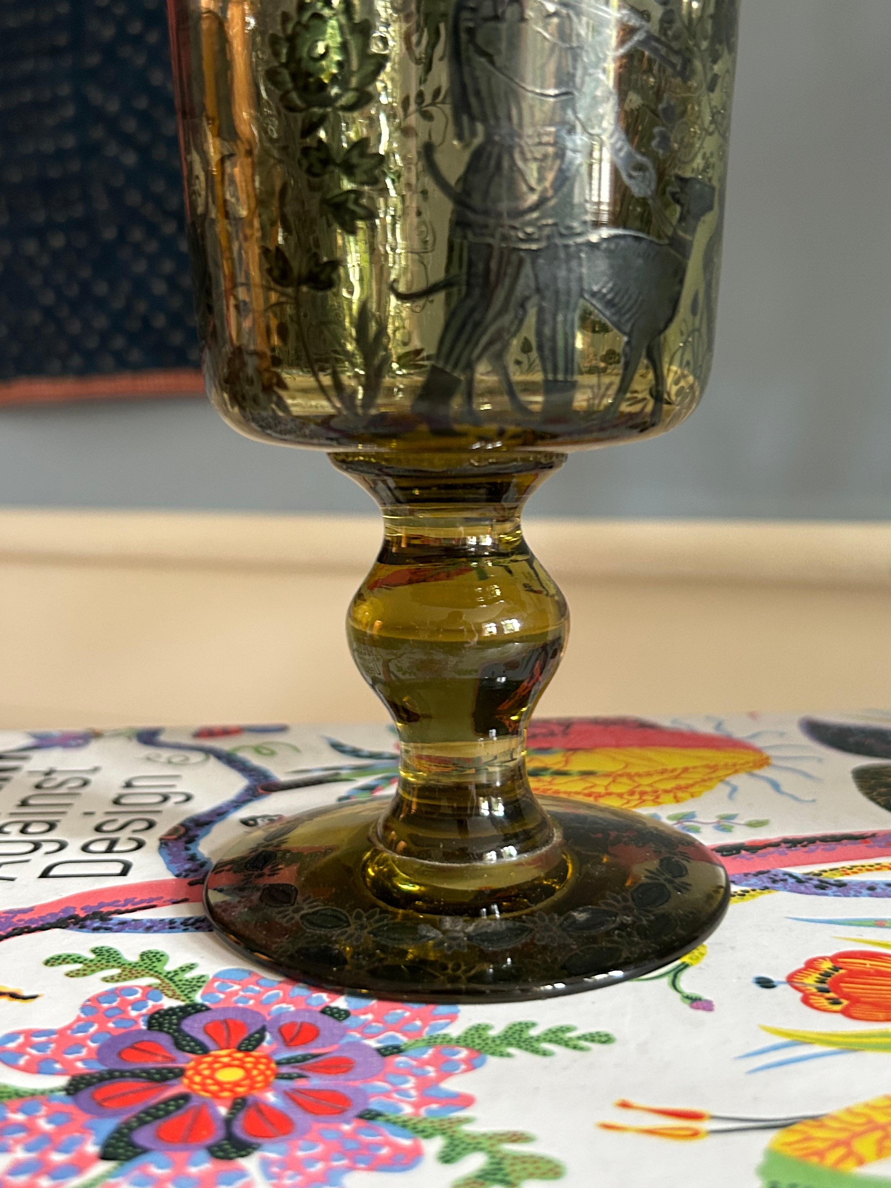 Antique J & L Lobmeyr Glass Goblet with Medieval Enamel, Austria, 19th Century For Sale 1