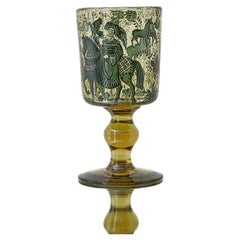 Antique J & L Lobmeyr Glass Goblet with Medieval Enamel, Austria, 19th Century