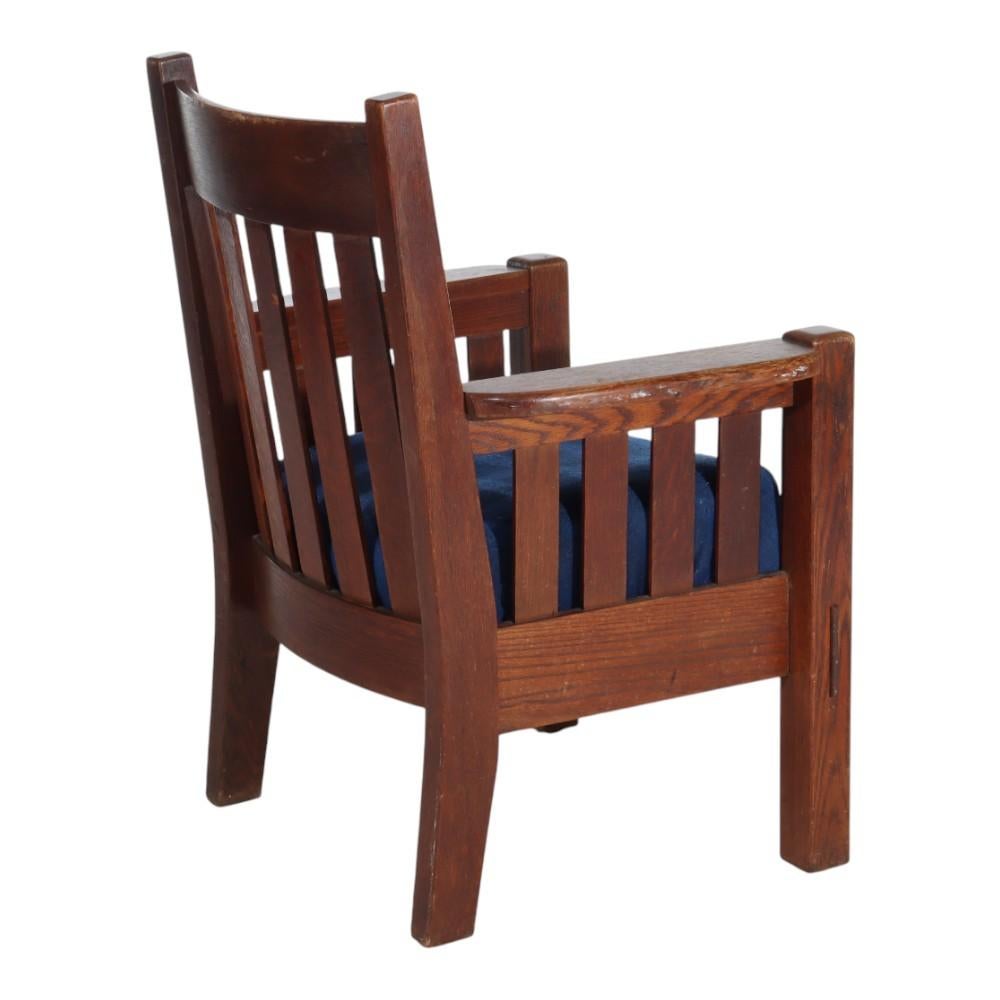 Sillón antiguo J. M. Young o Stickley School Mission Oak c1920 siglo XX en venta