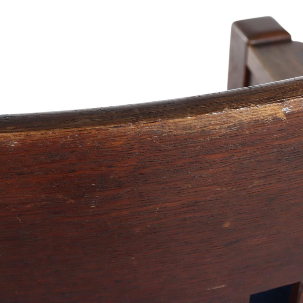 Sillón antiguo J. M. Young o Stickley School Mission Oak c1920 en venta 3