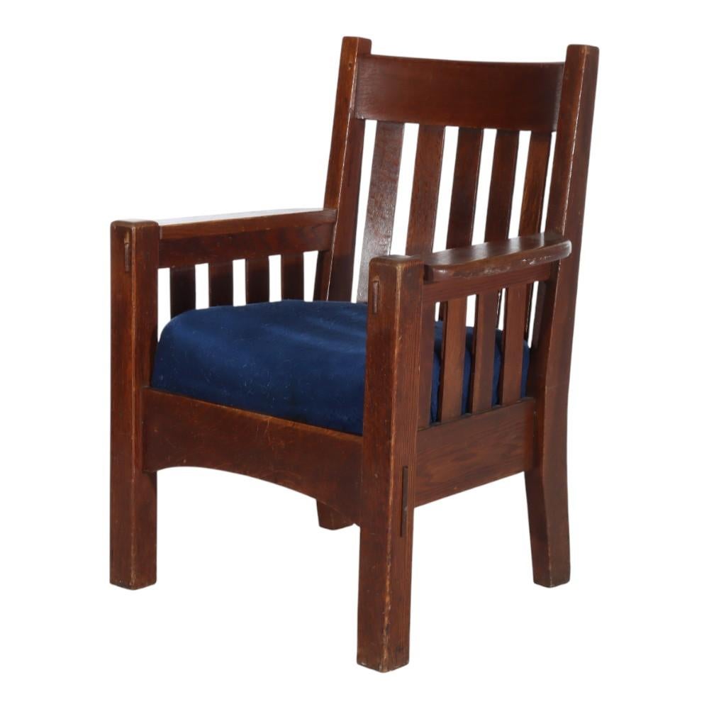 Antique J. M. Young or Stickley School Mission Oak Armchair c1920