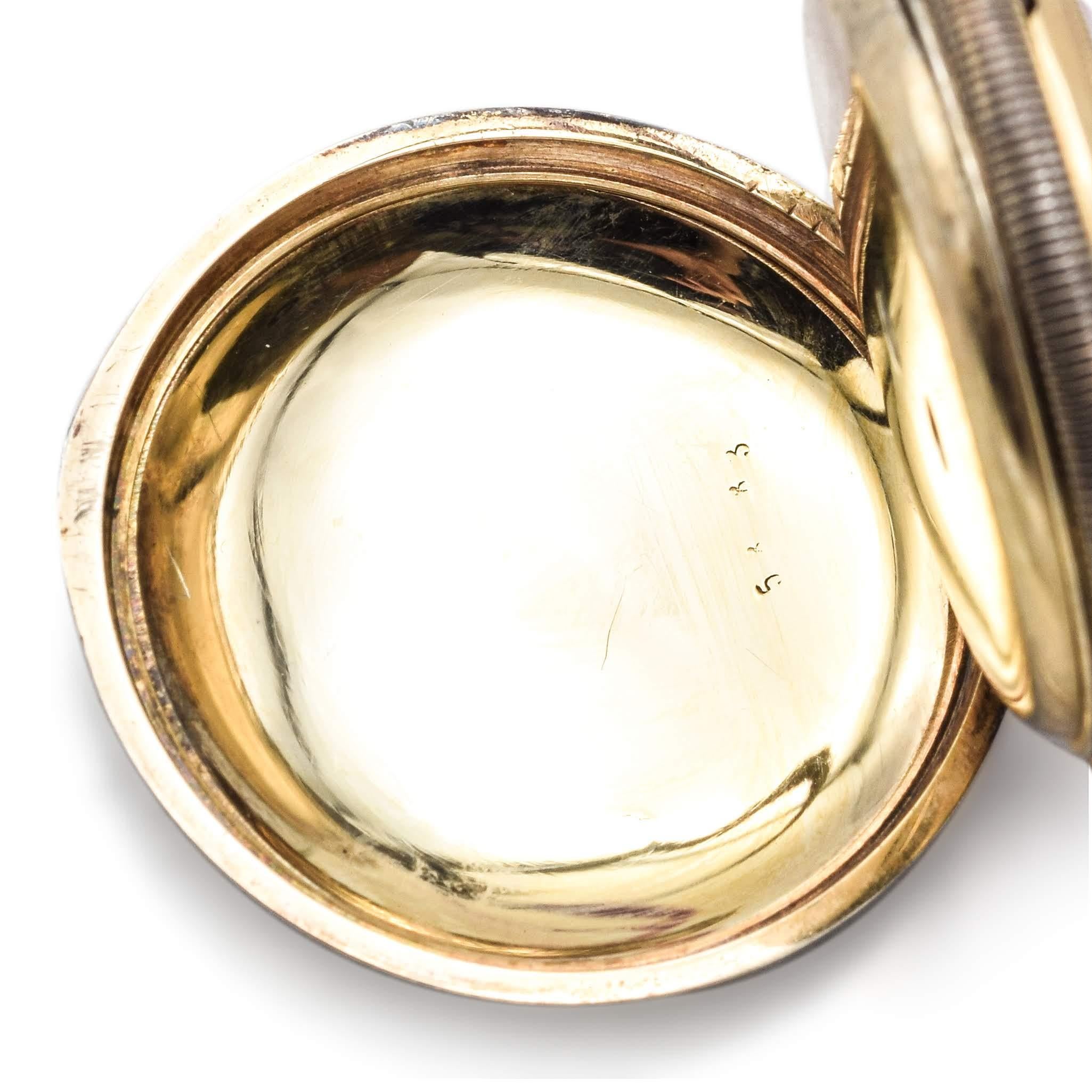 Antique J Ullmann & Co. Enamel Pocket Watch Silver Gilt For Sale 2