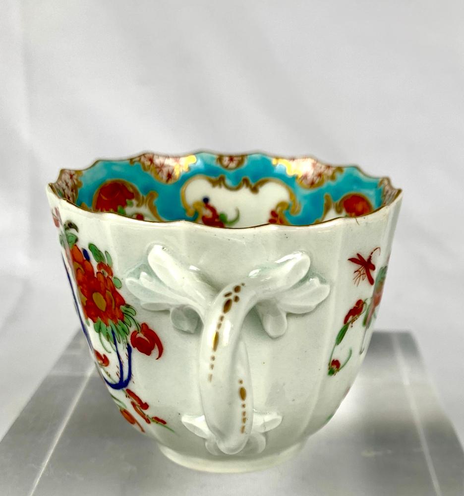 Antique Jabberwocky Pattern Cup and Saucer First Period Worcester Circa 1770 1